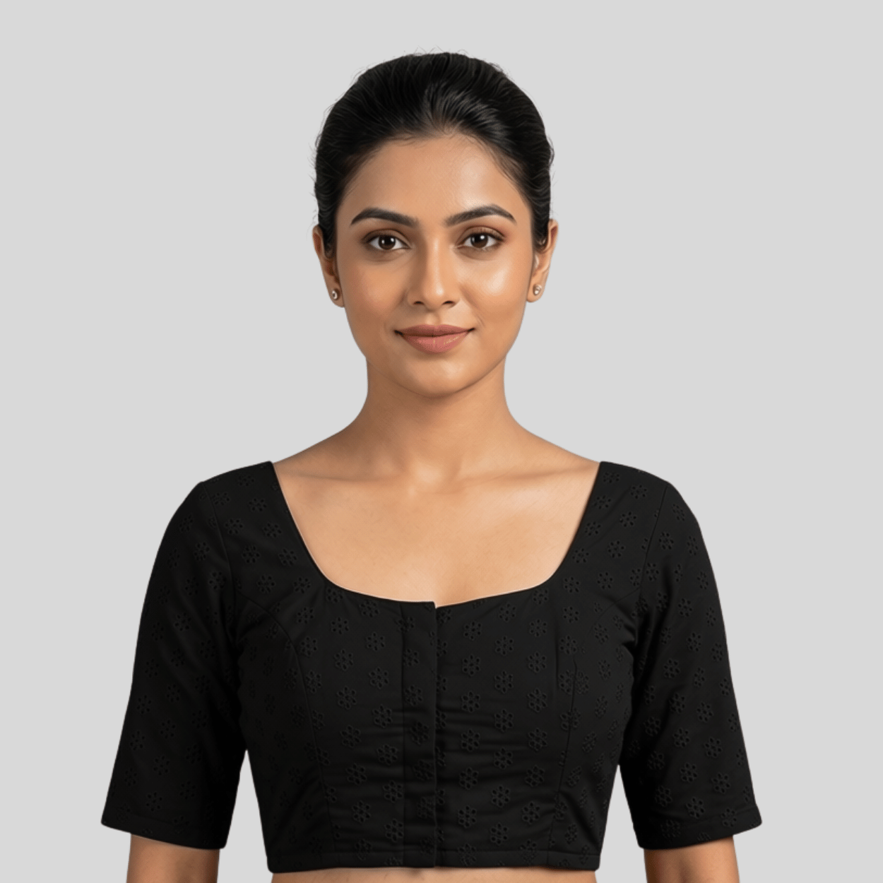 Cotton Hakoba Readymade Elbow Sleeve Blouse
