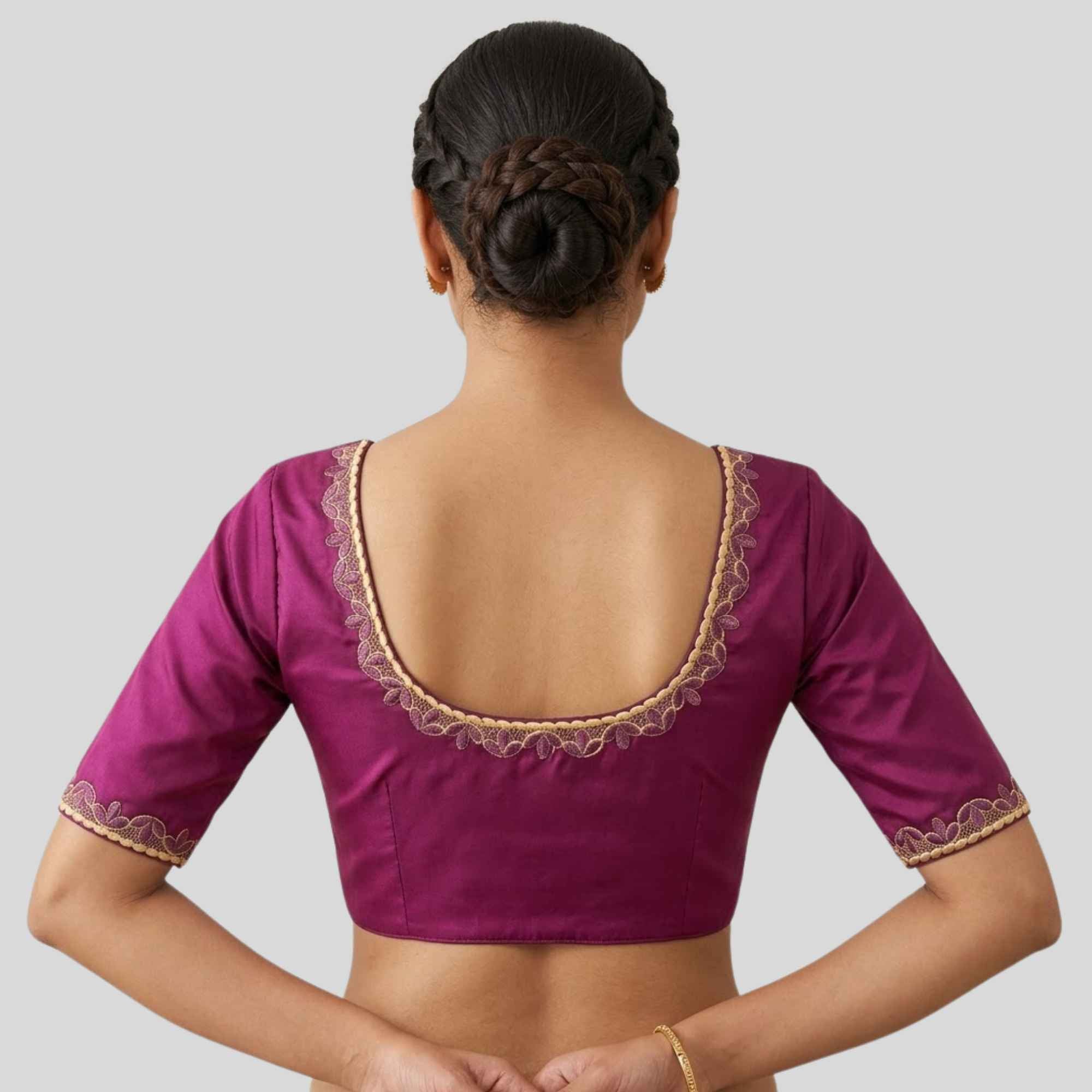 Embroidery Silk Cotton Readymade Blouse, Made To Order