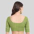 Round neck checks blouse in color green online