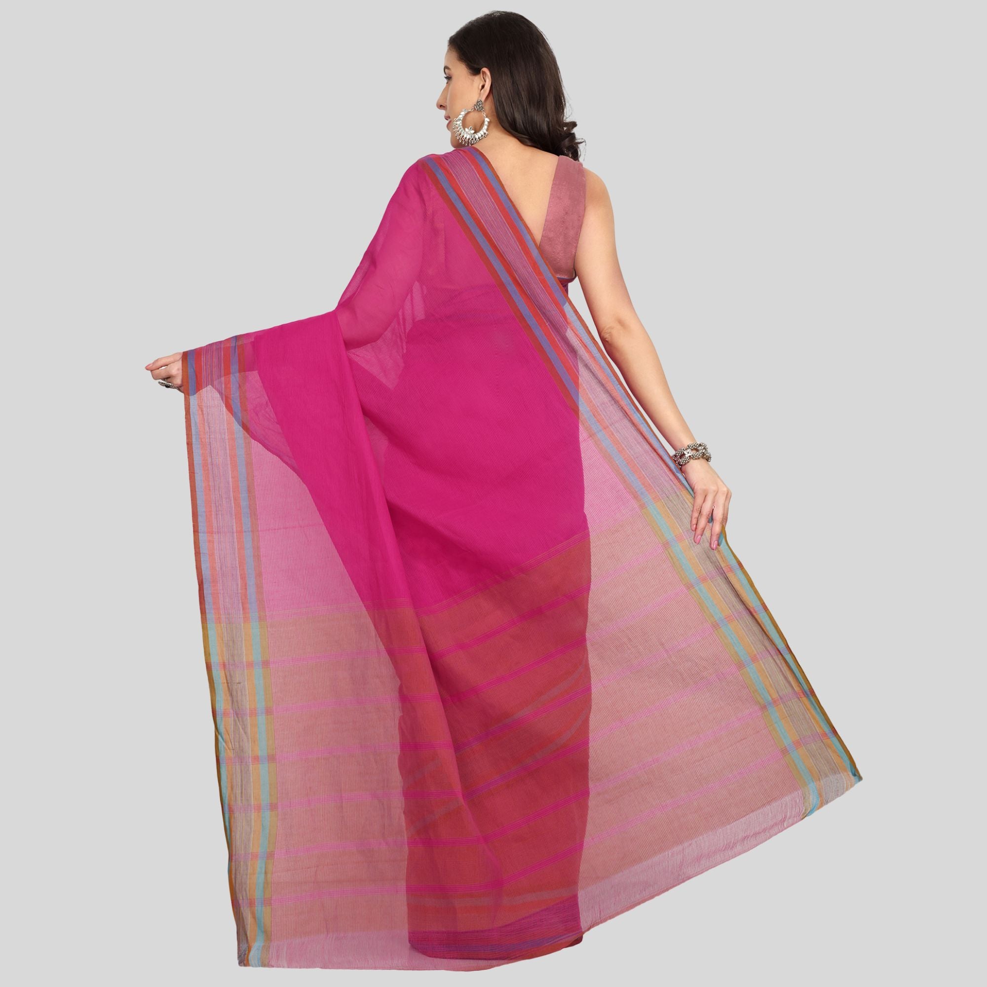 JISB Ikkat Border Cotton Sarees