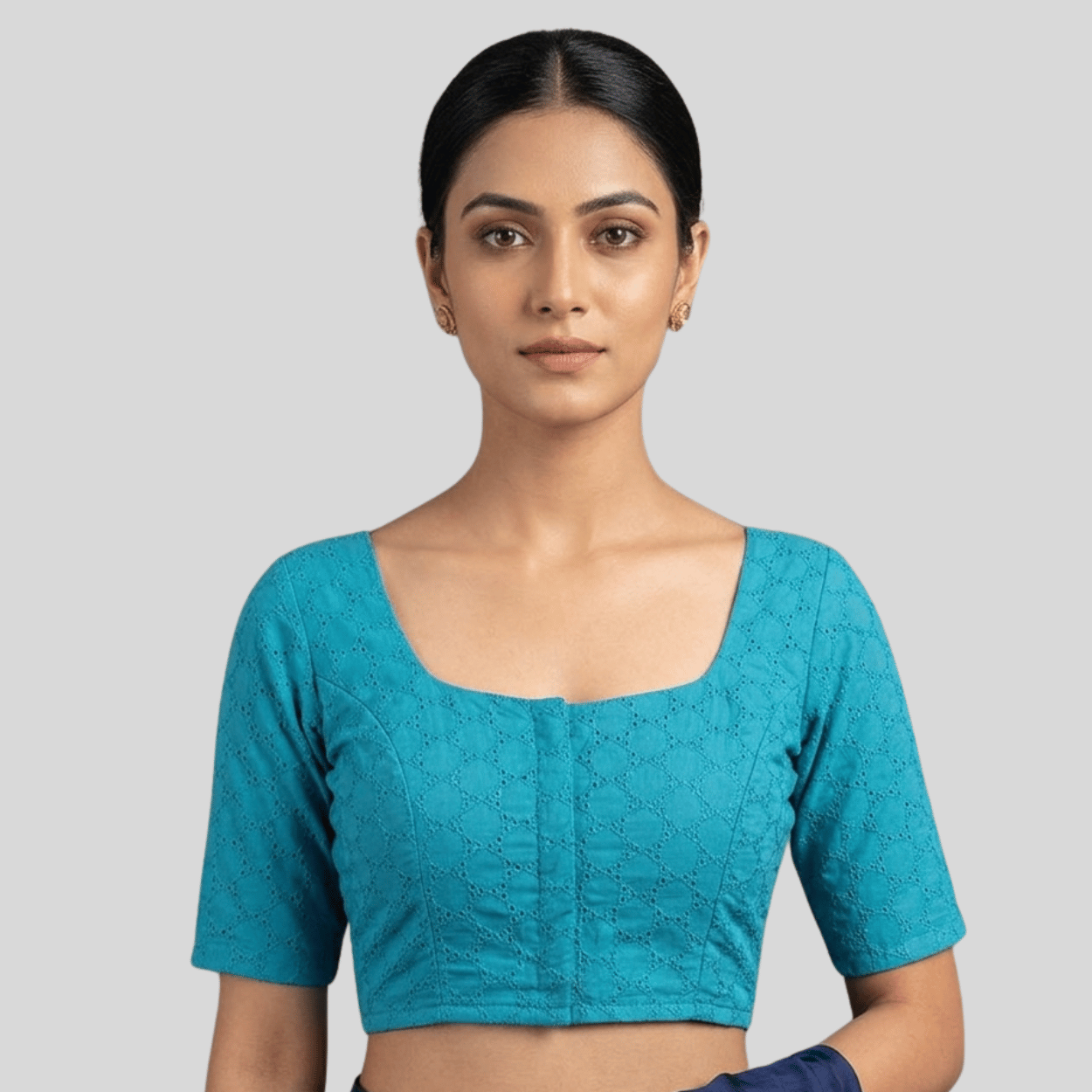 Cotton Hakoba Readymade Elbow Sleeve Blouse