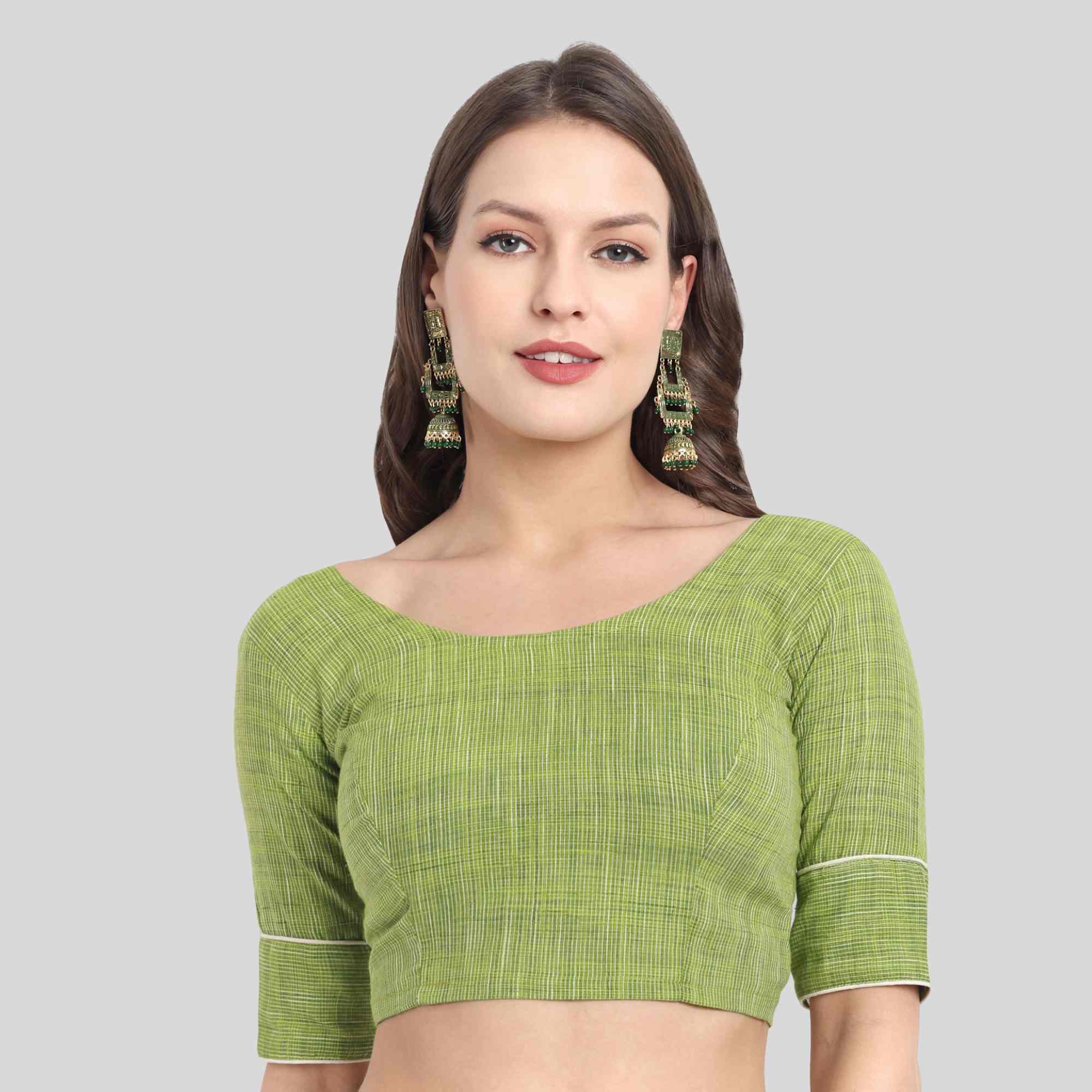 Green back open readymade blouse online