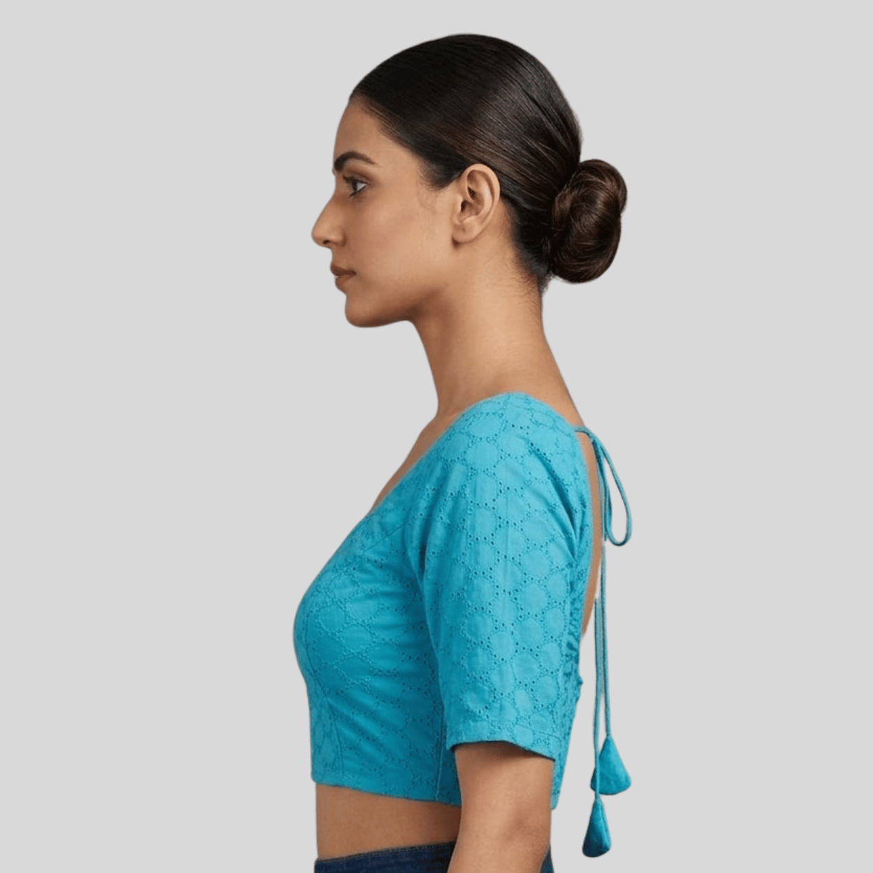 Cotton Hakoba Readymade Elbow Sleeve Blouse