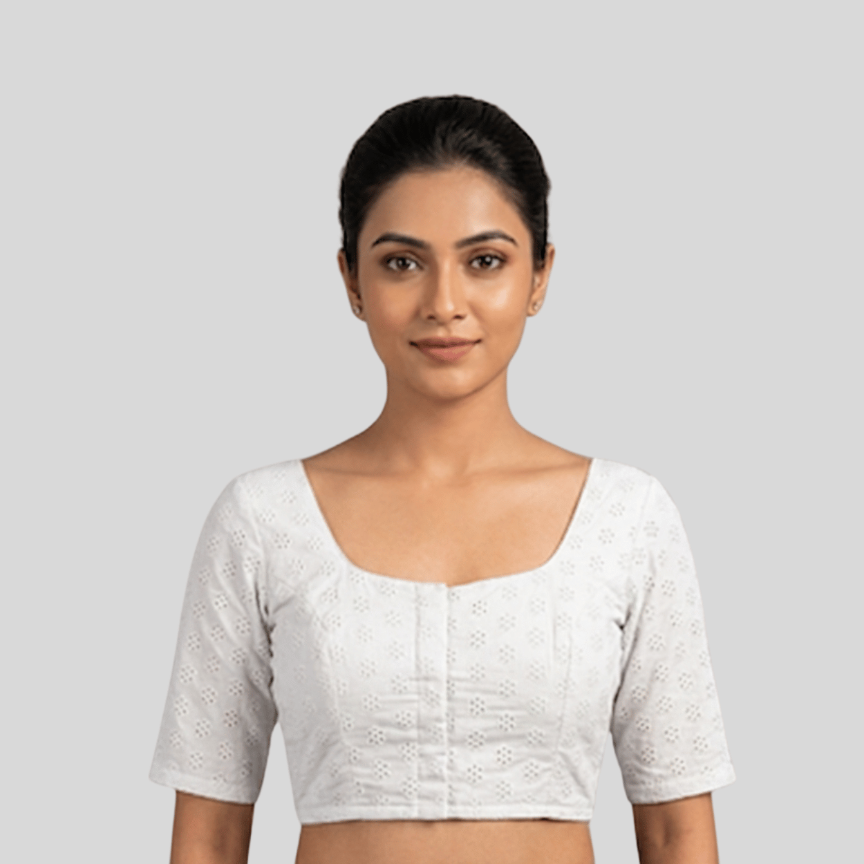 Cotton Hakoba Readymade Elbow Sleeve Blouse