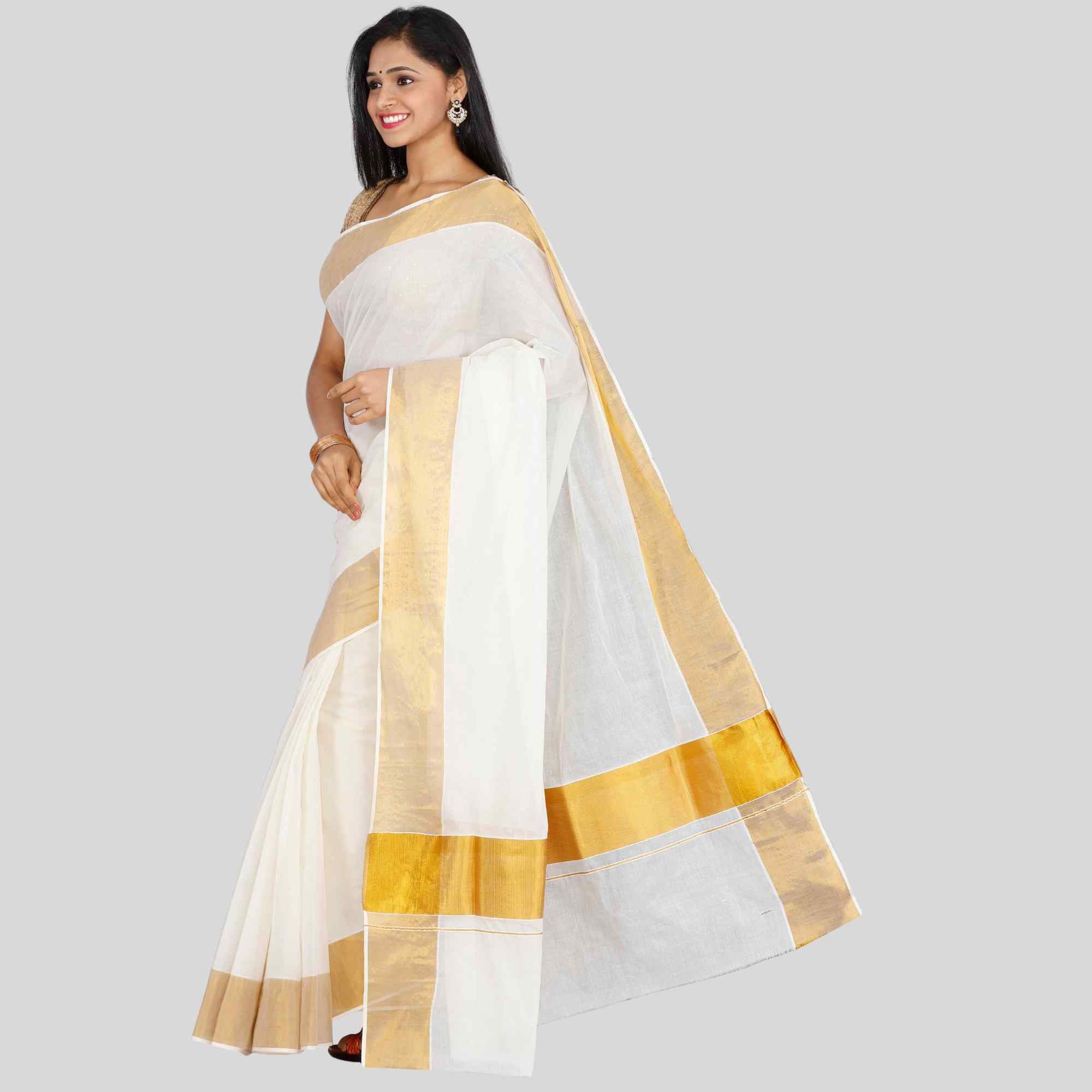 Kerala Saree with Zari border