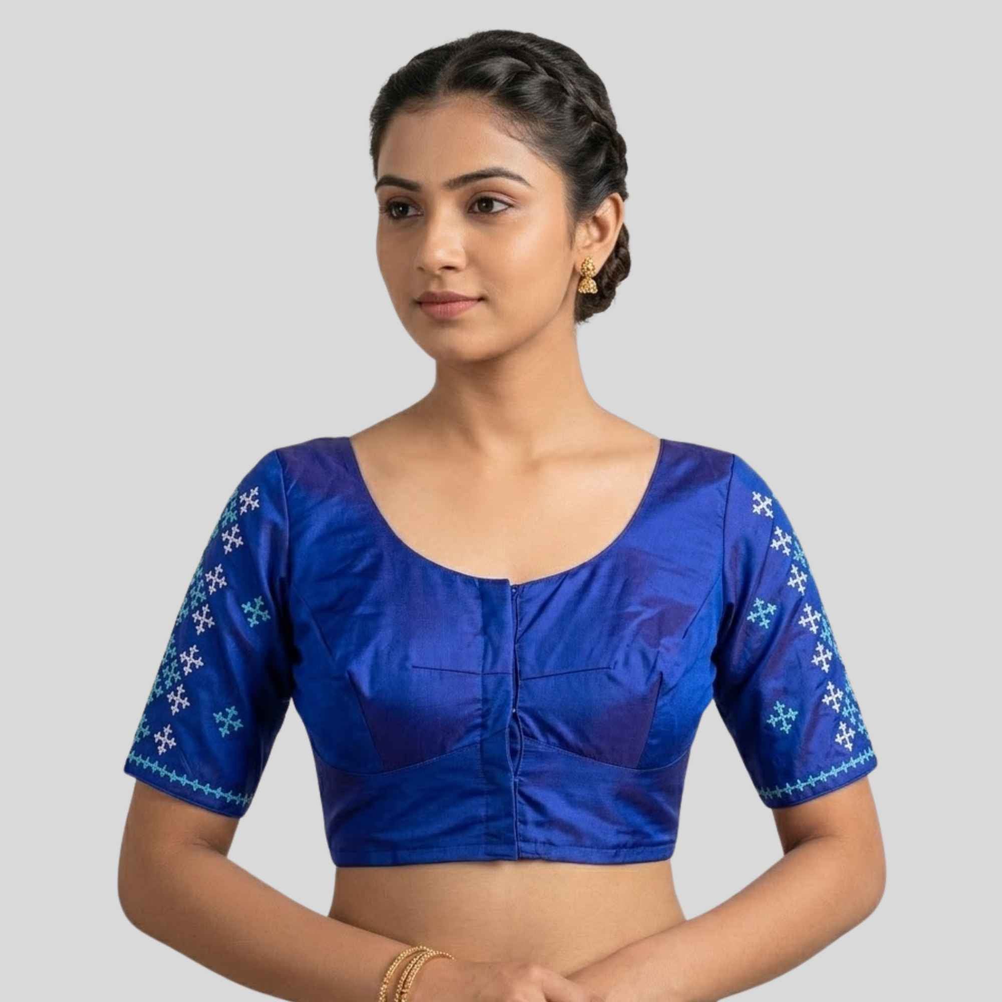 silk cotton embroidery blouse