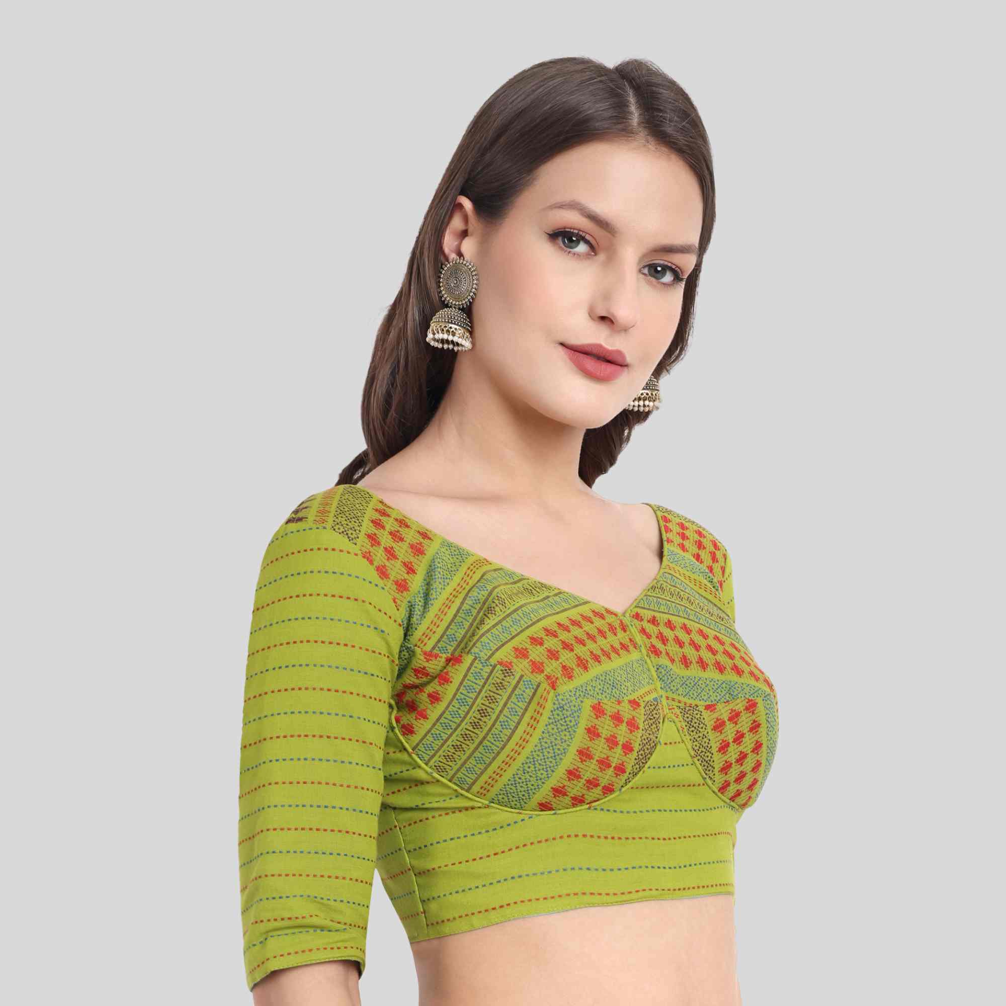 Fancy Stripe Cotton Blouse in Sabyasachi Model