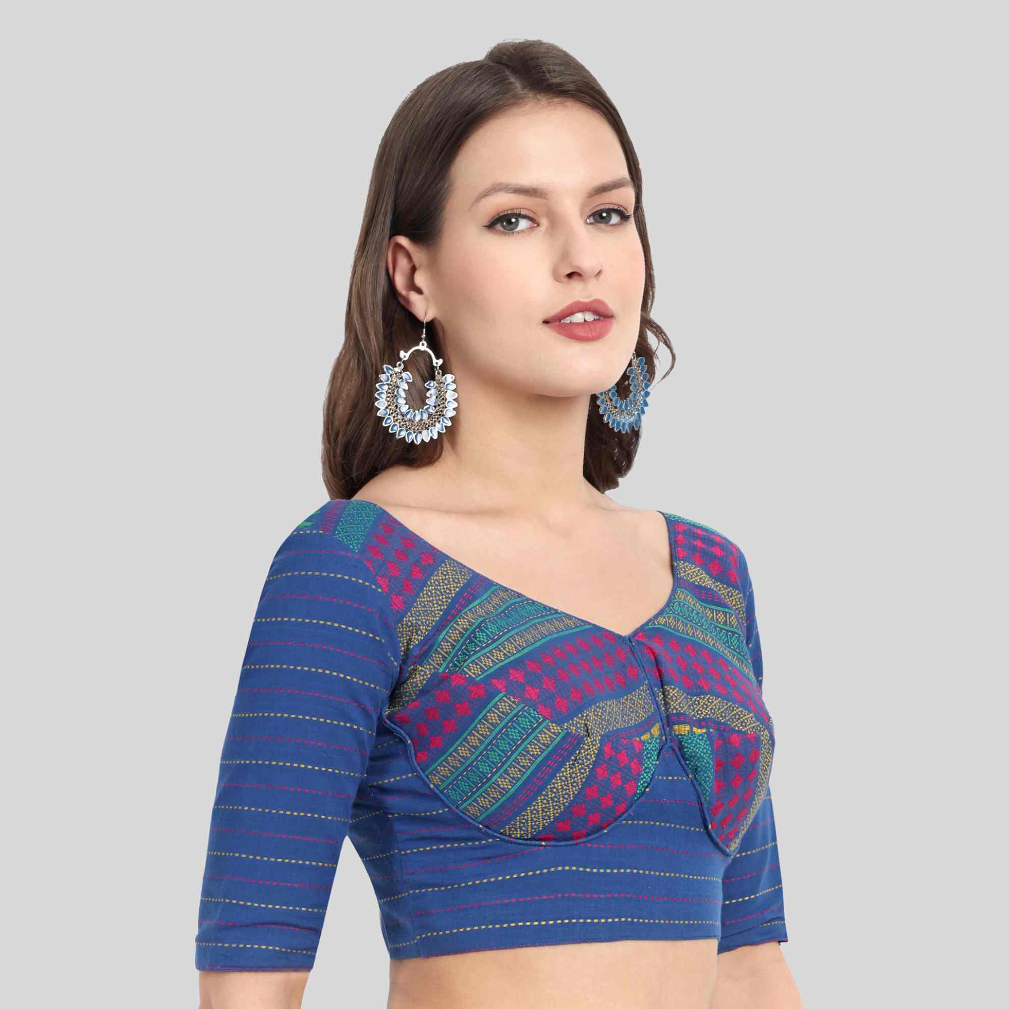 Fancy Stripe Cotton Blouse in Sabyasachi Model