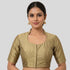 Rayon Silk Halter Neck Elbow Sleeve  Readymade Blouse