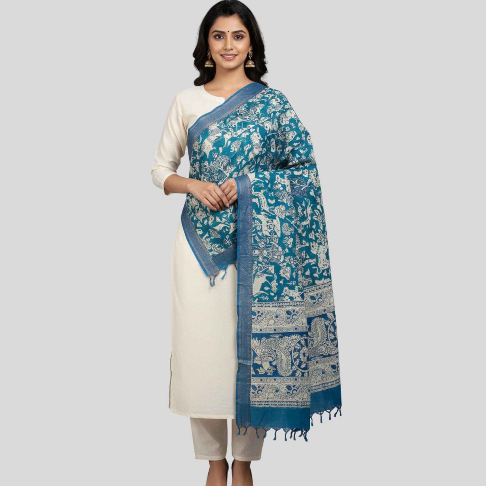 Nizam Border with Chennuri Silk  kalamkari dupatta