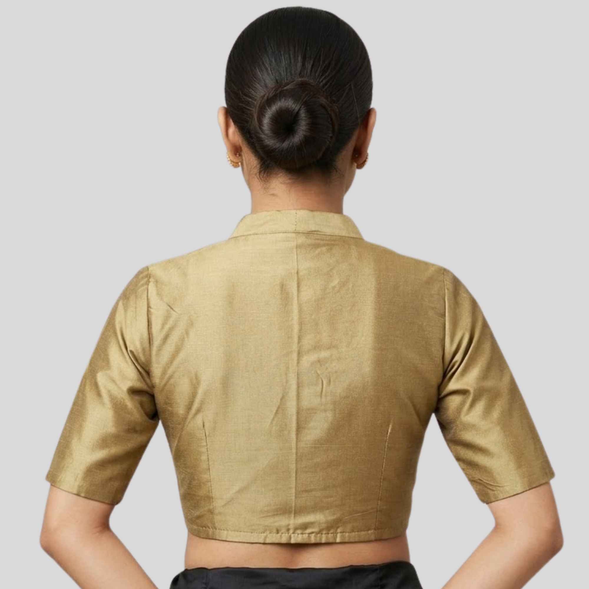 Rayon Silk Halter Neck Elbow Sleeve  Readymade Blouse