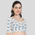 Blue printed readymade blouse with off white ground for kerala saree