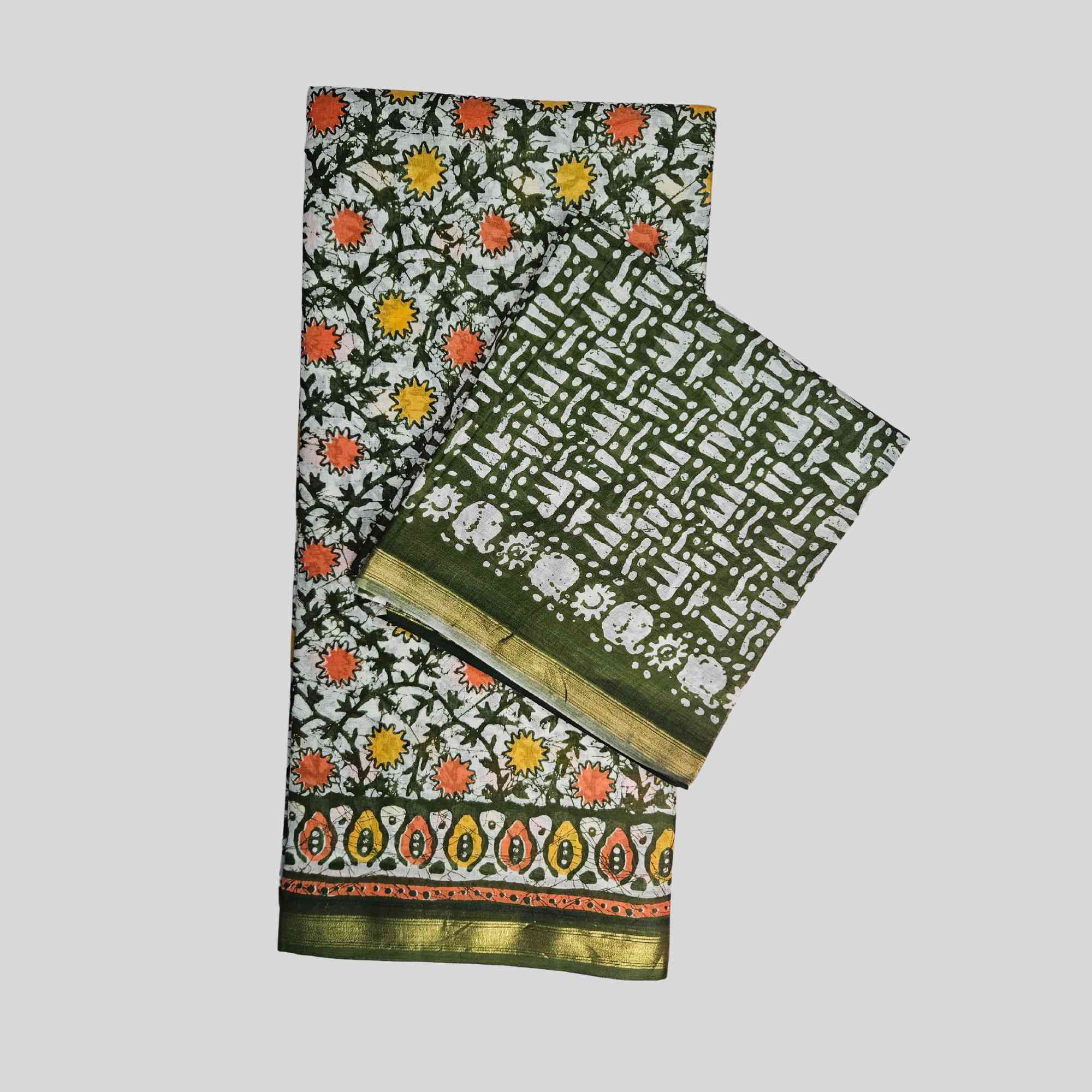 Ajrakh print Saree