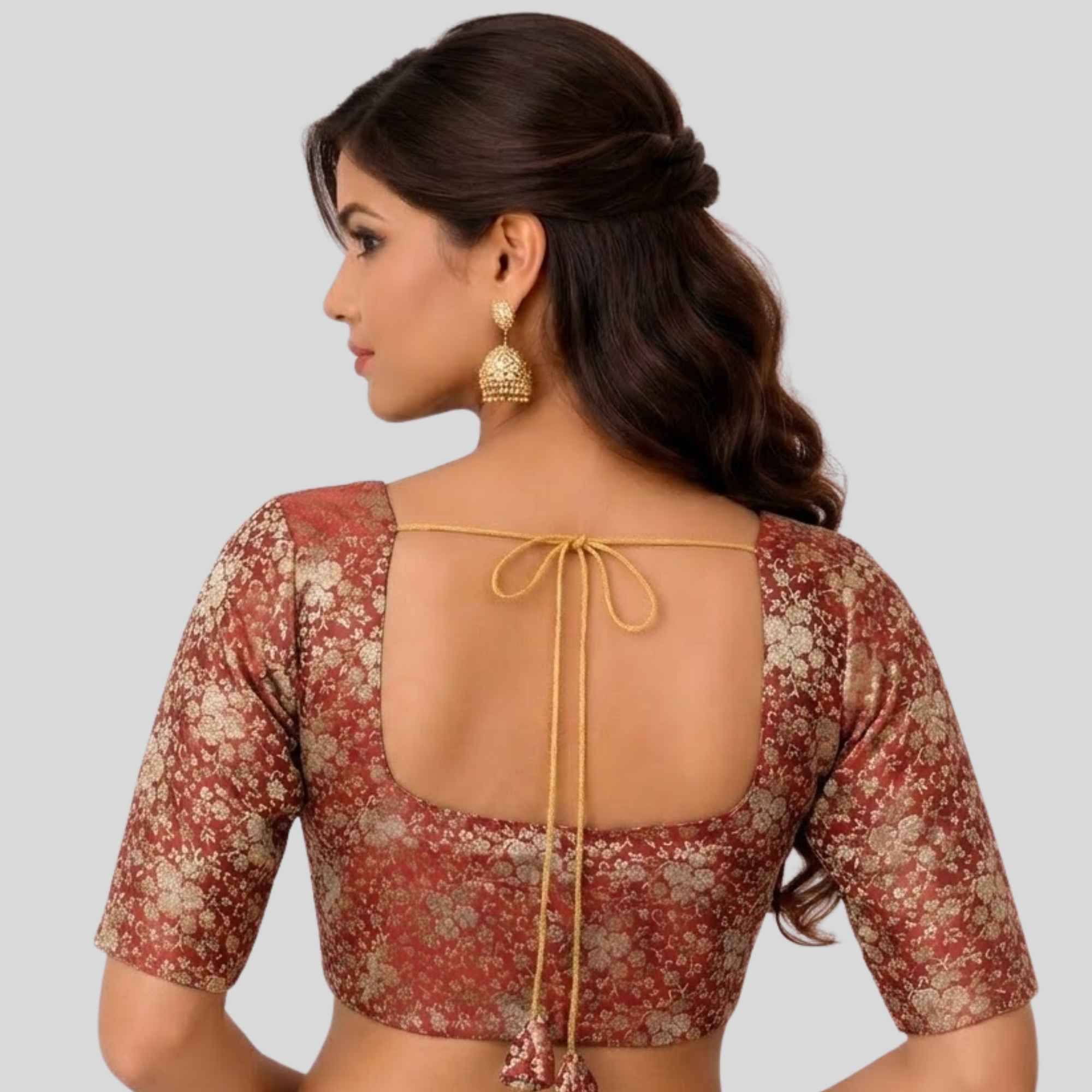 JISB Brocade Normal Elbow Sleeve blouse