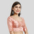 Pink silk blouse with Neck piping and Elbow sleeve