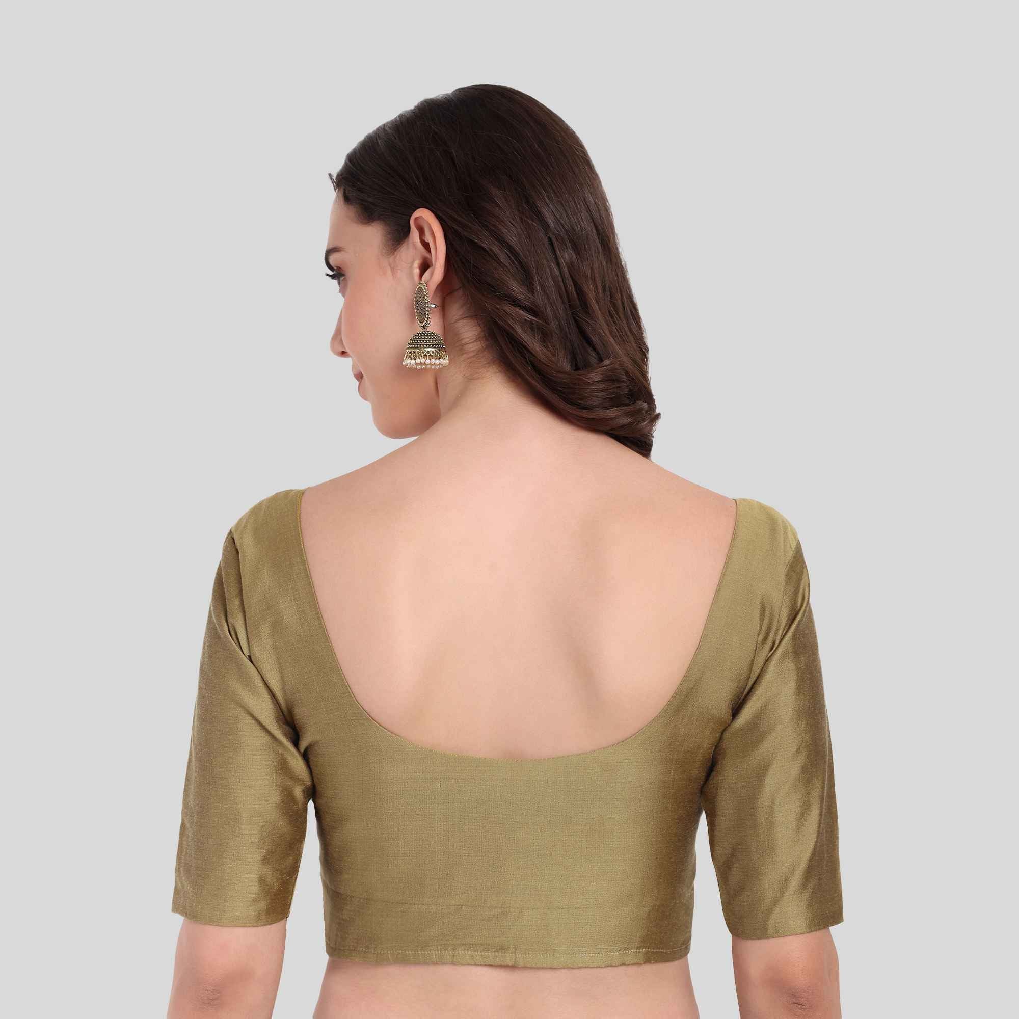 JISB Rayon Silk Shoulder Dart Elbow Sleeve Blouse