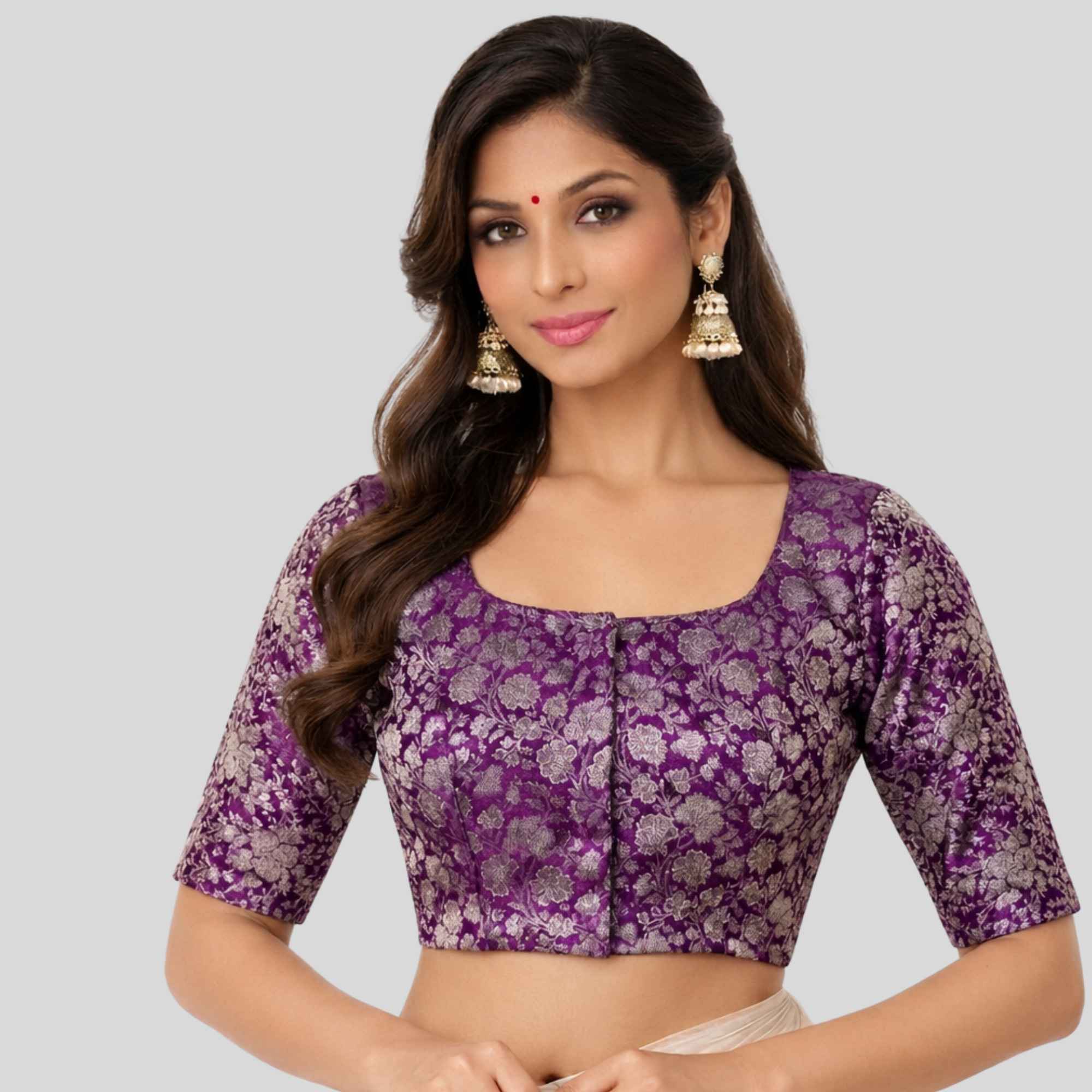 JISB Brocade Normal Elbow Sleeve blouse