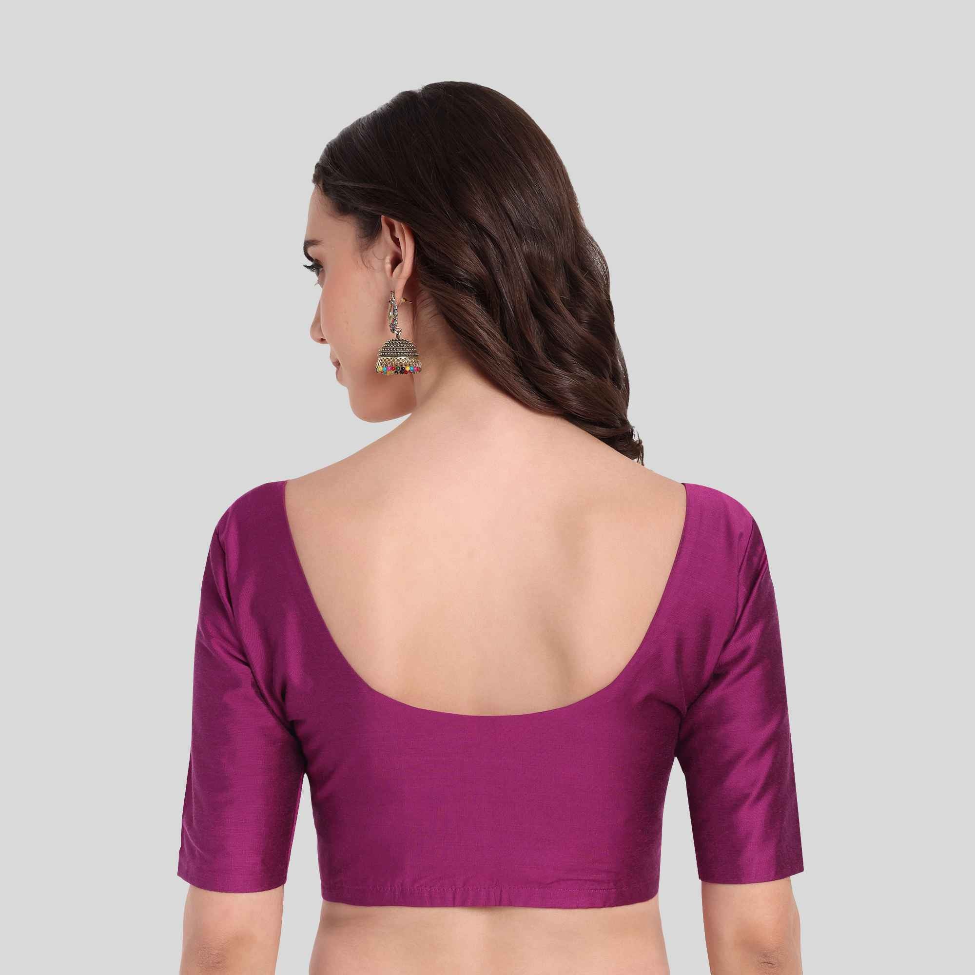 JISB Rayon Silk Shoulder Dart Elbow Sleeve Blouse