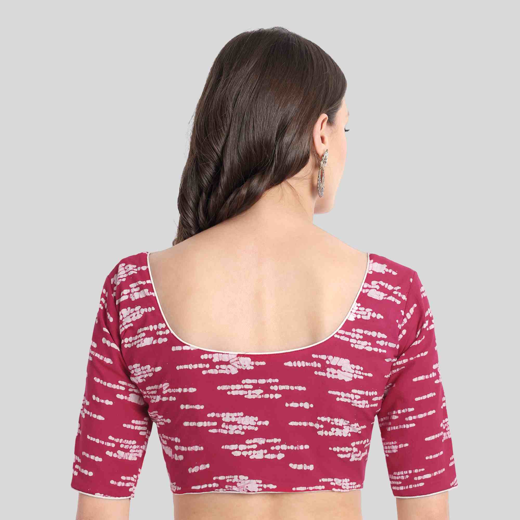 dark pink printed readymade blouse