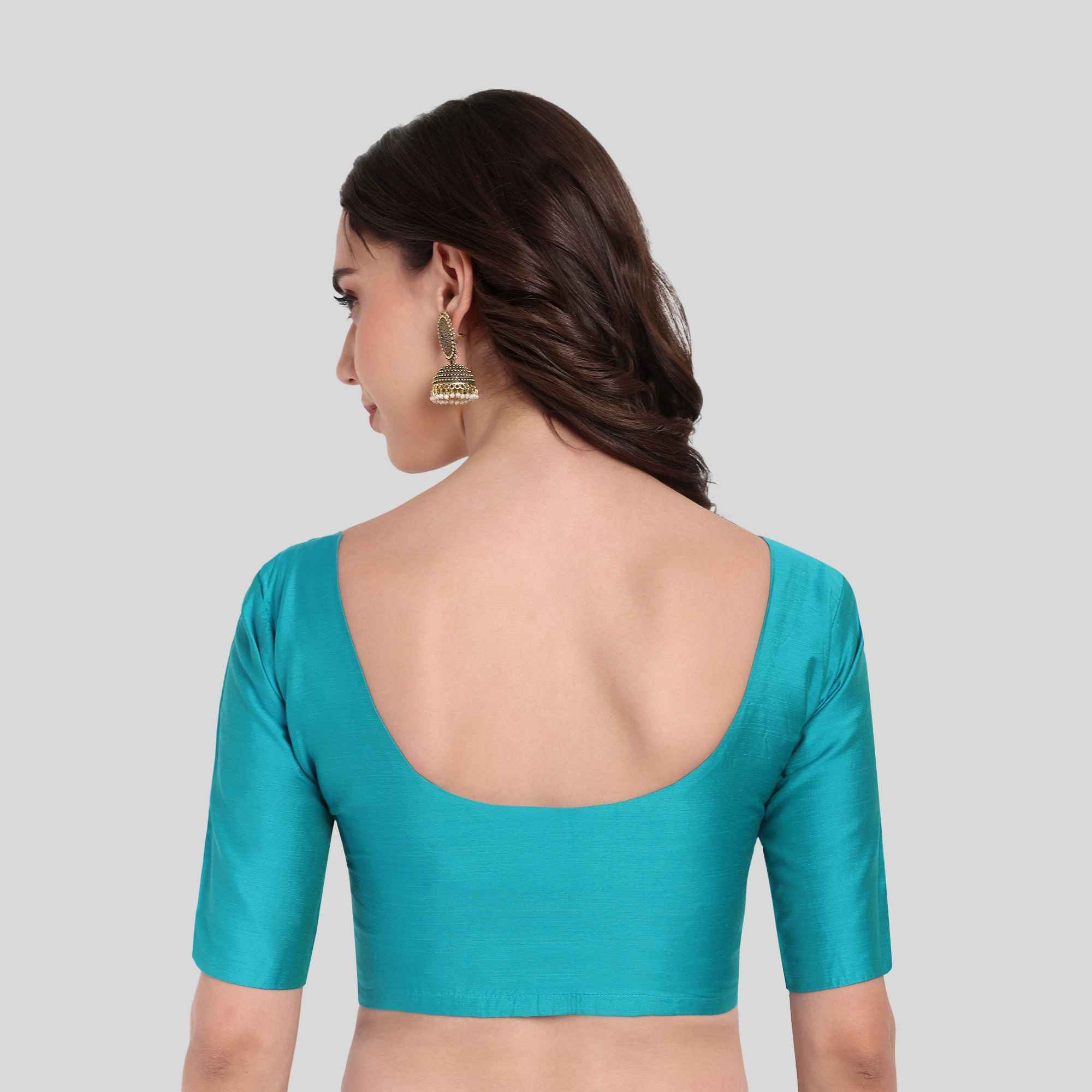 JISB Rayon Silk Shoulder Dart Elbow Sleeve Blouse