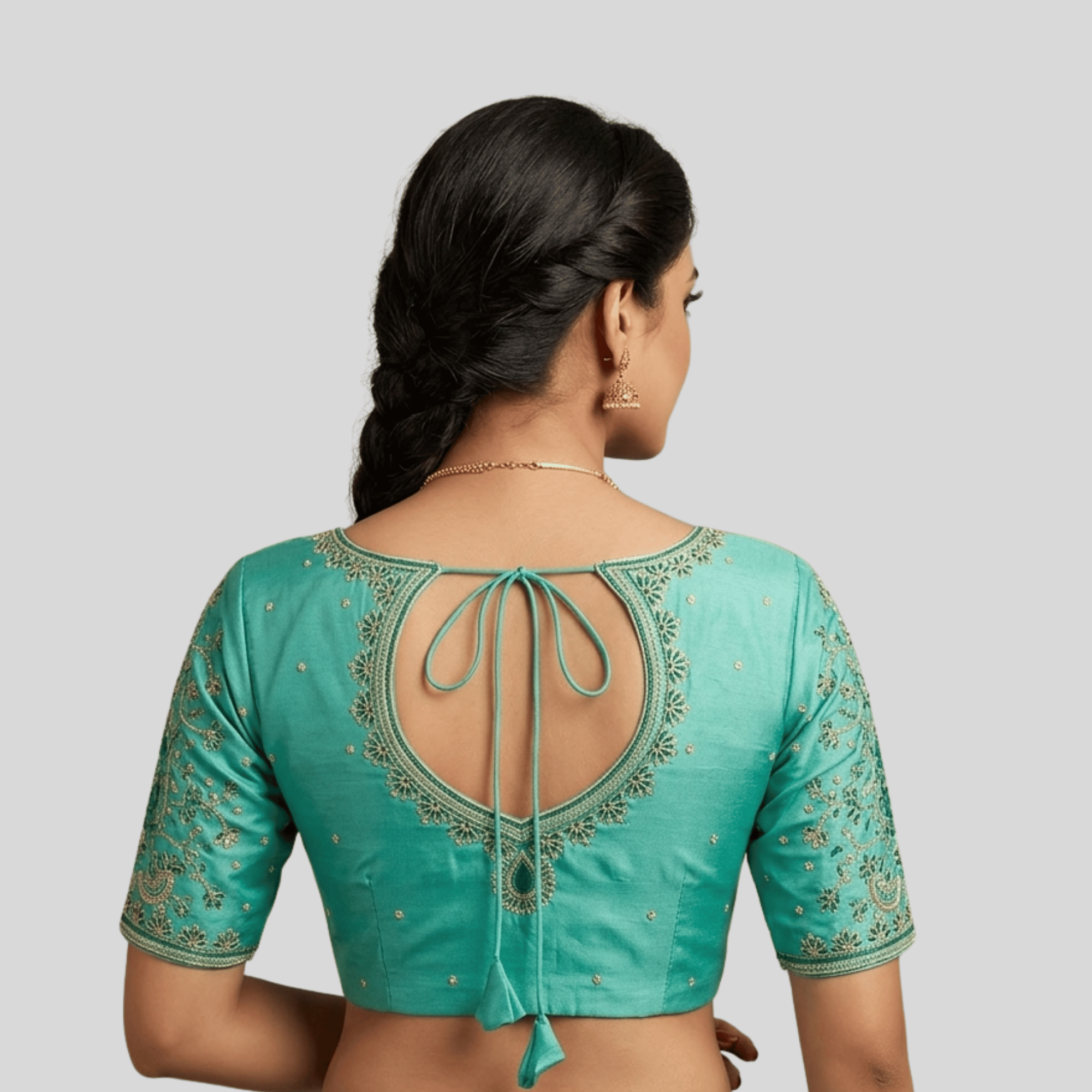 Silk Cotton Bridal Flower Buttas Embroidery Blouse , Made To Order