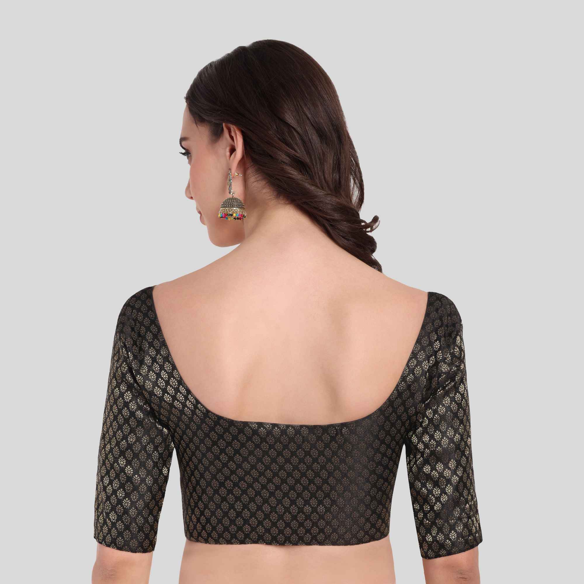 Madhubala Cut Brocade Elbow Sleeve Blouse