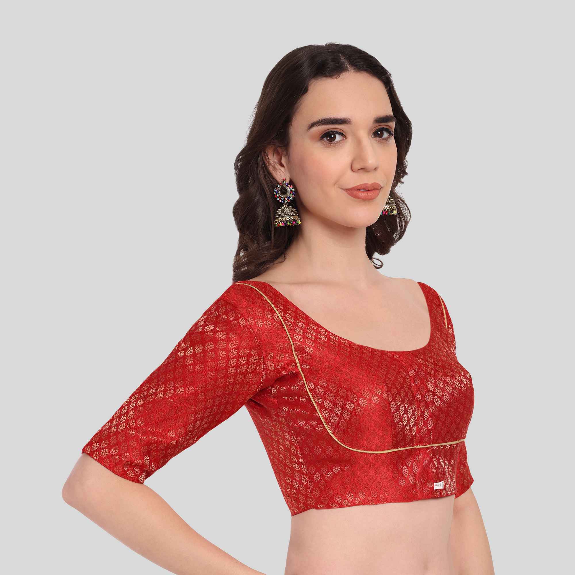 Madhubala Cut Brocade Elbow Sleeve Blouse