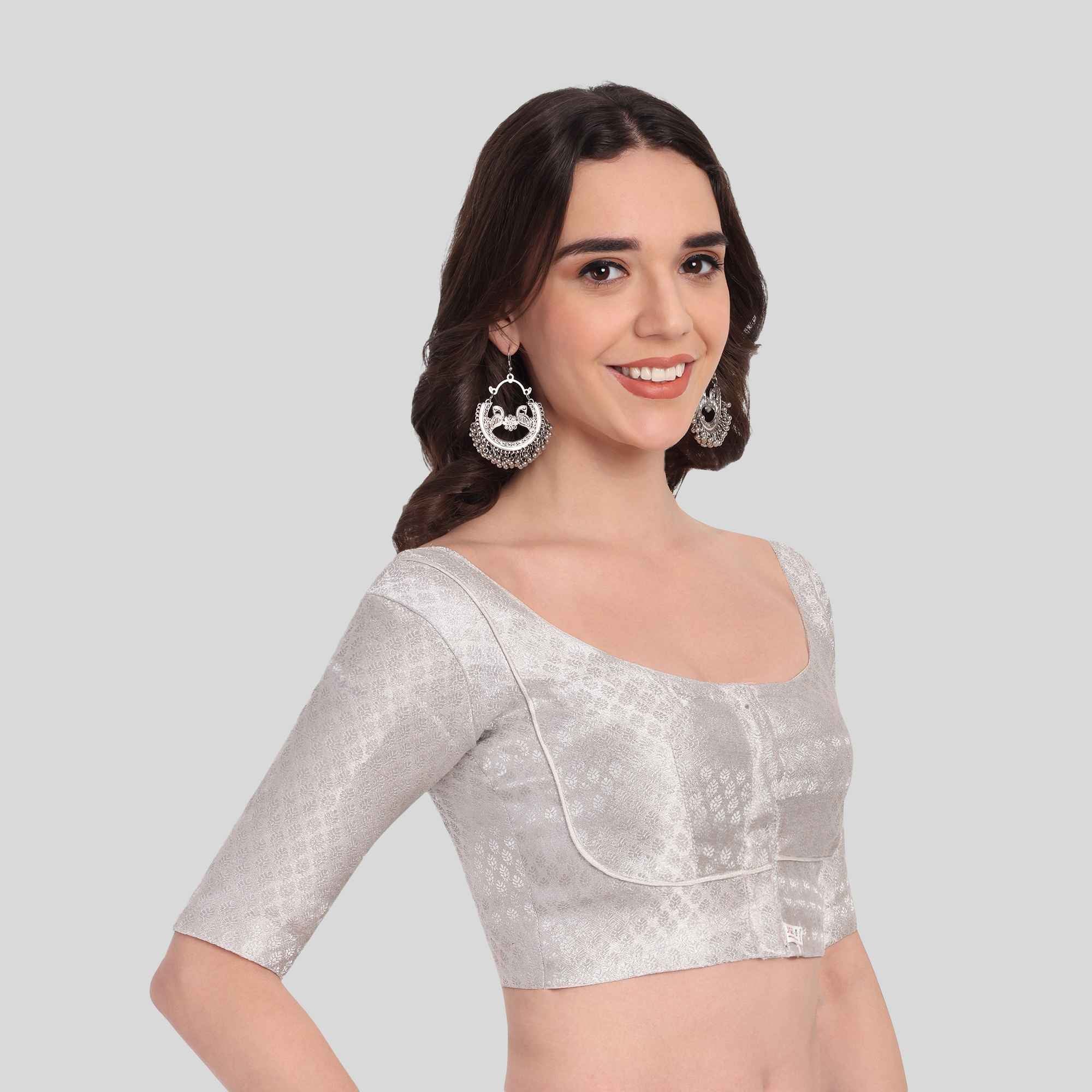 Madhubala Cut Brocade Elbow Sleeve Blouse