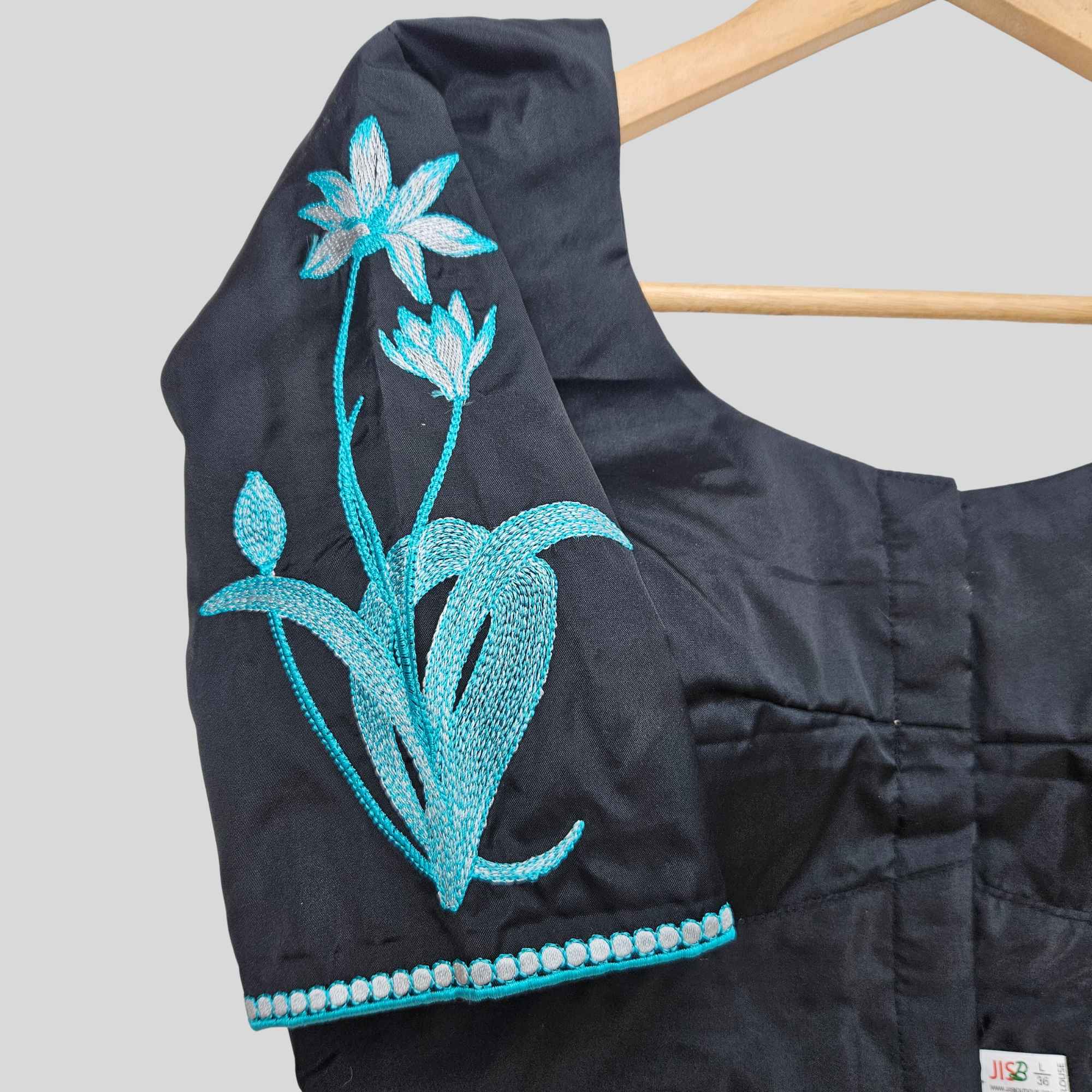 Embroidery Silk Cotton Readymade Blouse With Elbow Sleeve