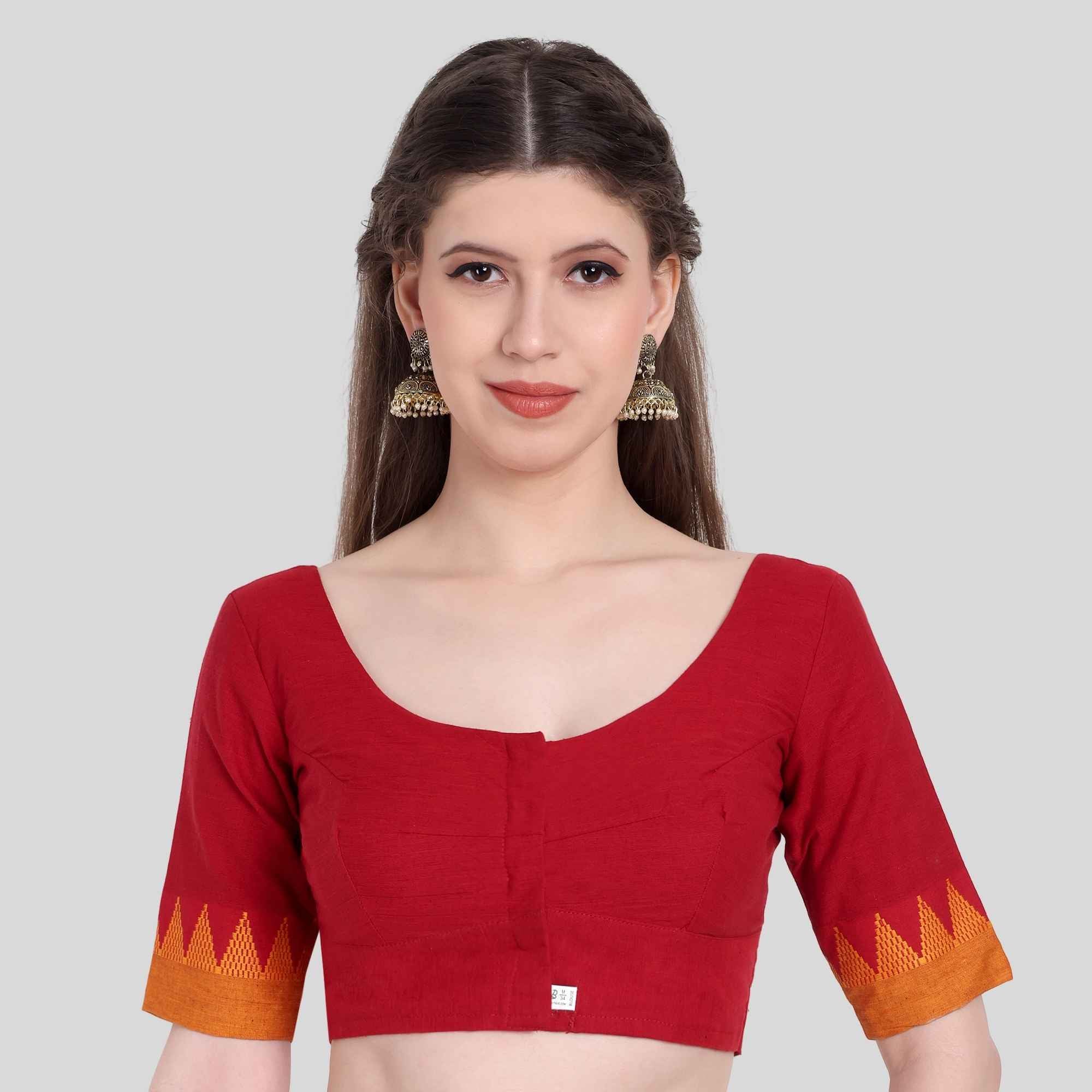 Temple design red blouse