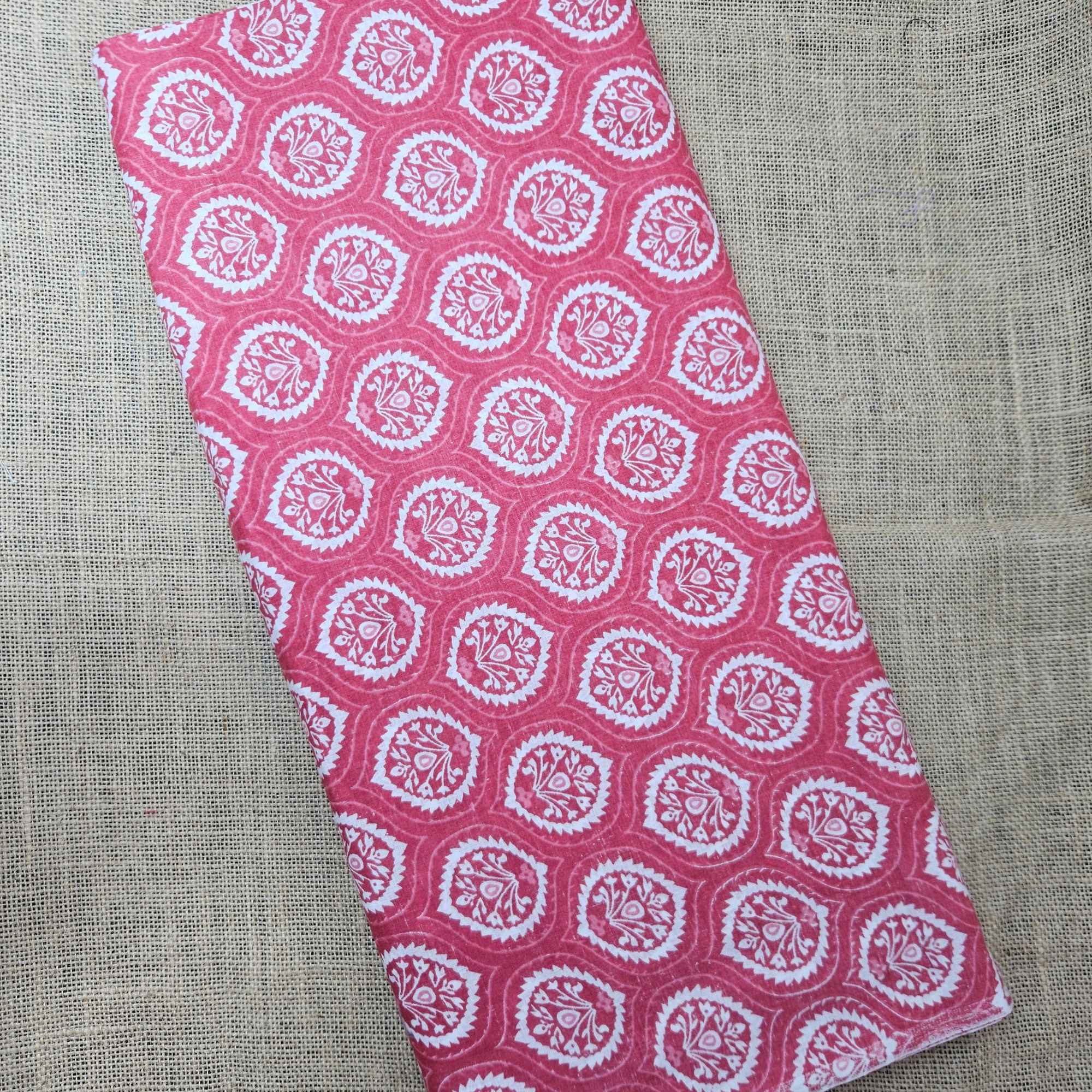 JISB Cotton Cambric  Self Design fabric, Pink