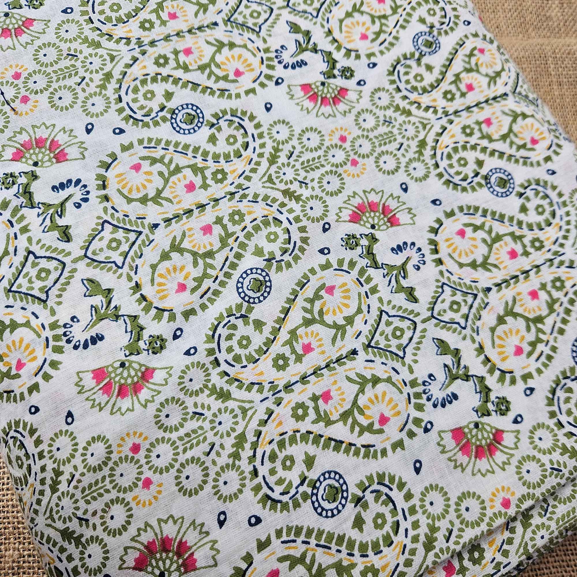 JISB Cotton Cambric Self Design Fabric, White