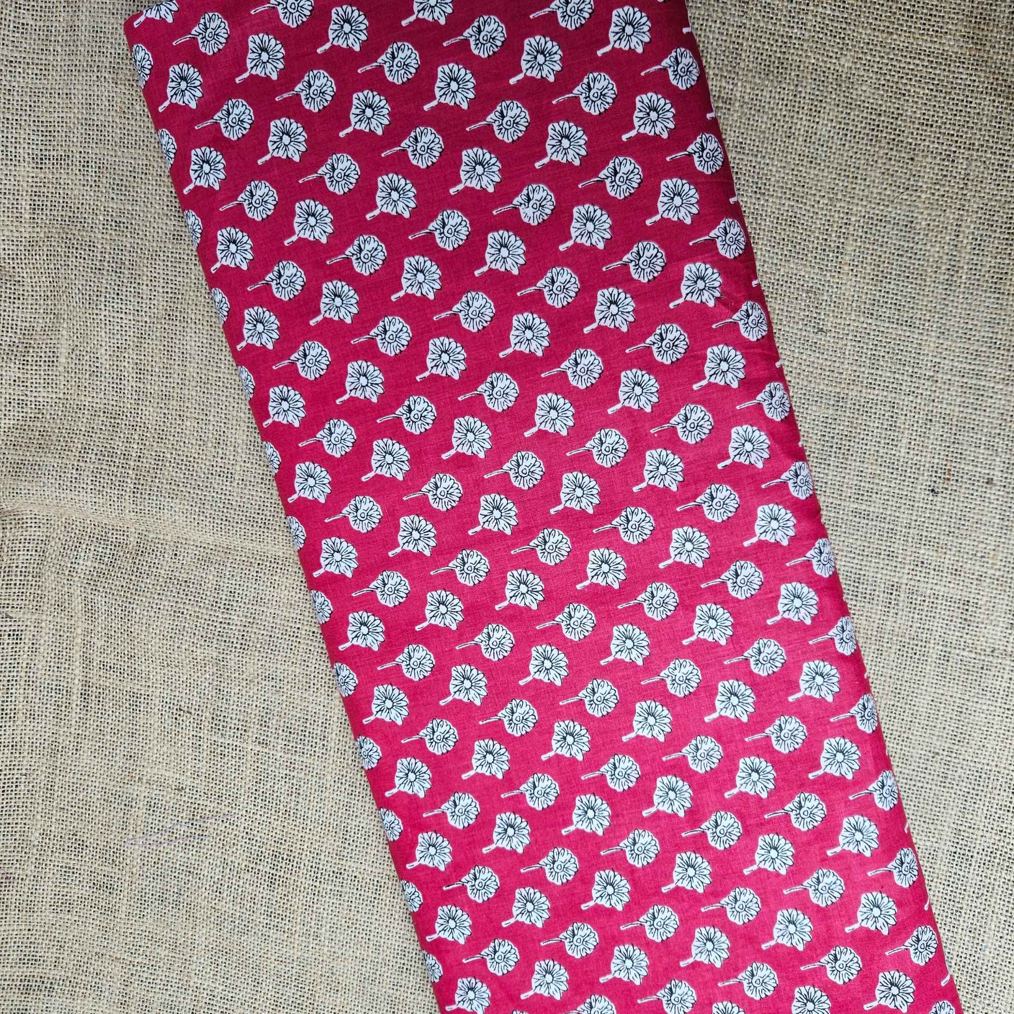 JISB Cotton Cambric Self Design Fabric, Red