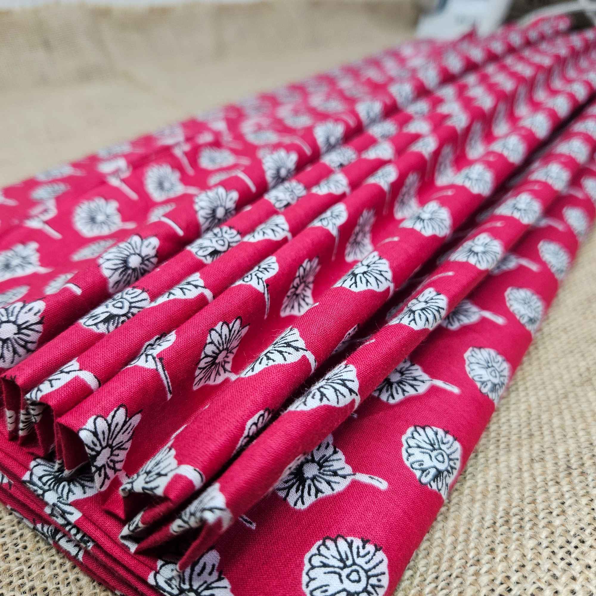 JISB Cotton Cambric Self Design Fabric, Red