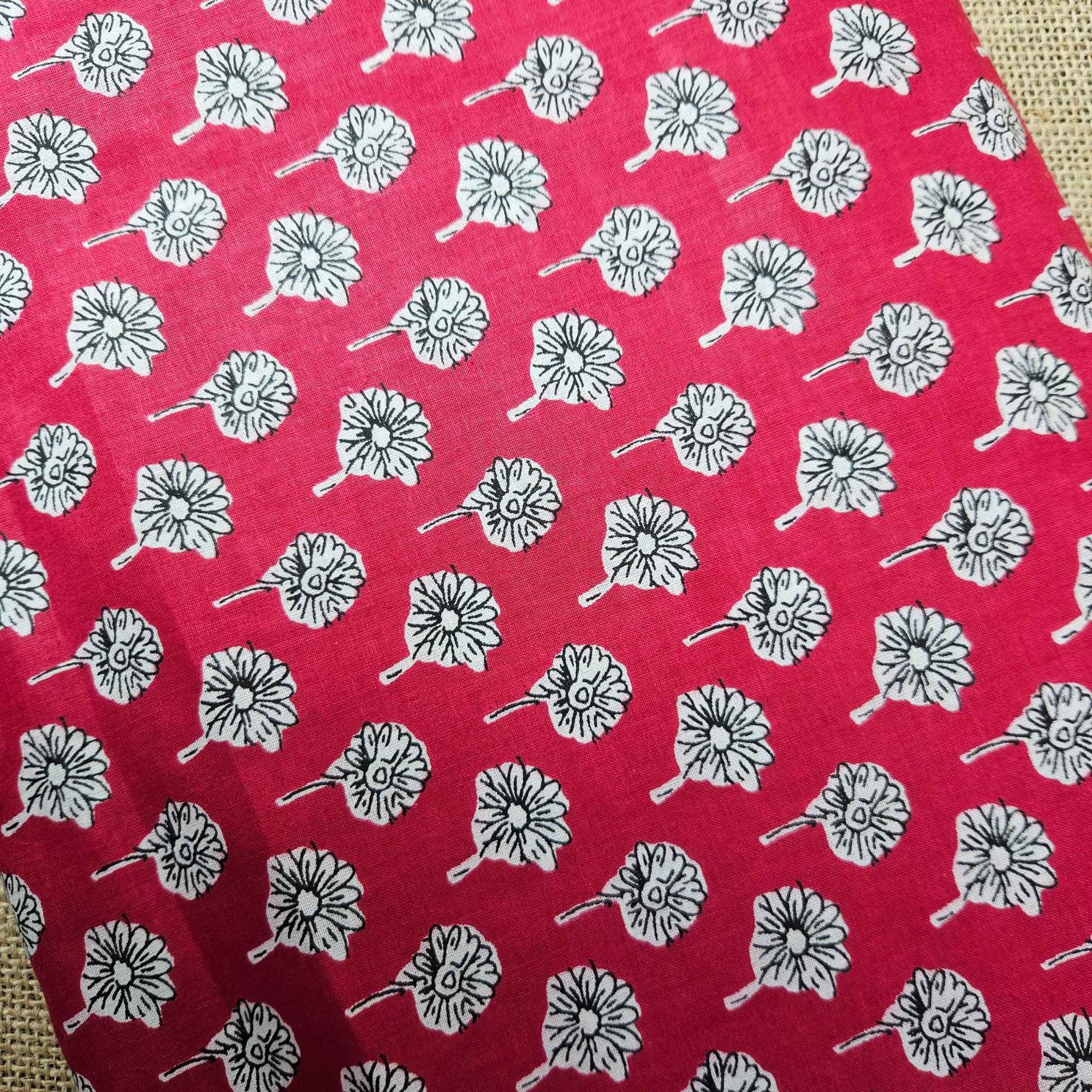 JISB Cotton Cambric Self Design Fabric, Red