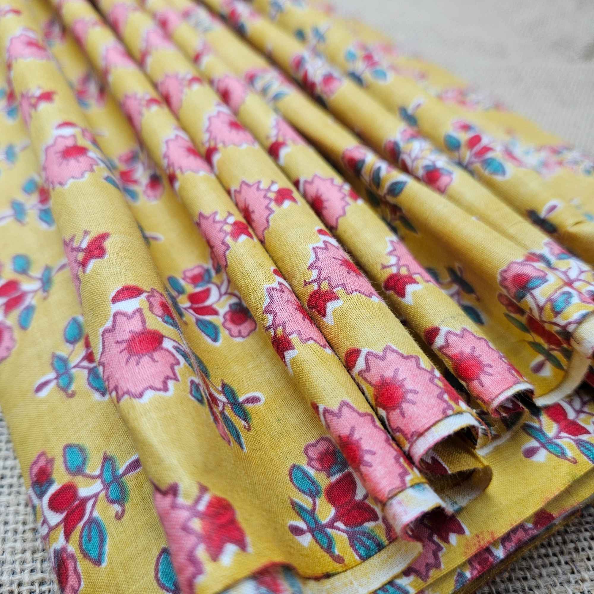 JISB Cotton Cambric Self Design Fabric, Yellow