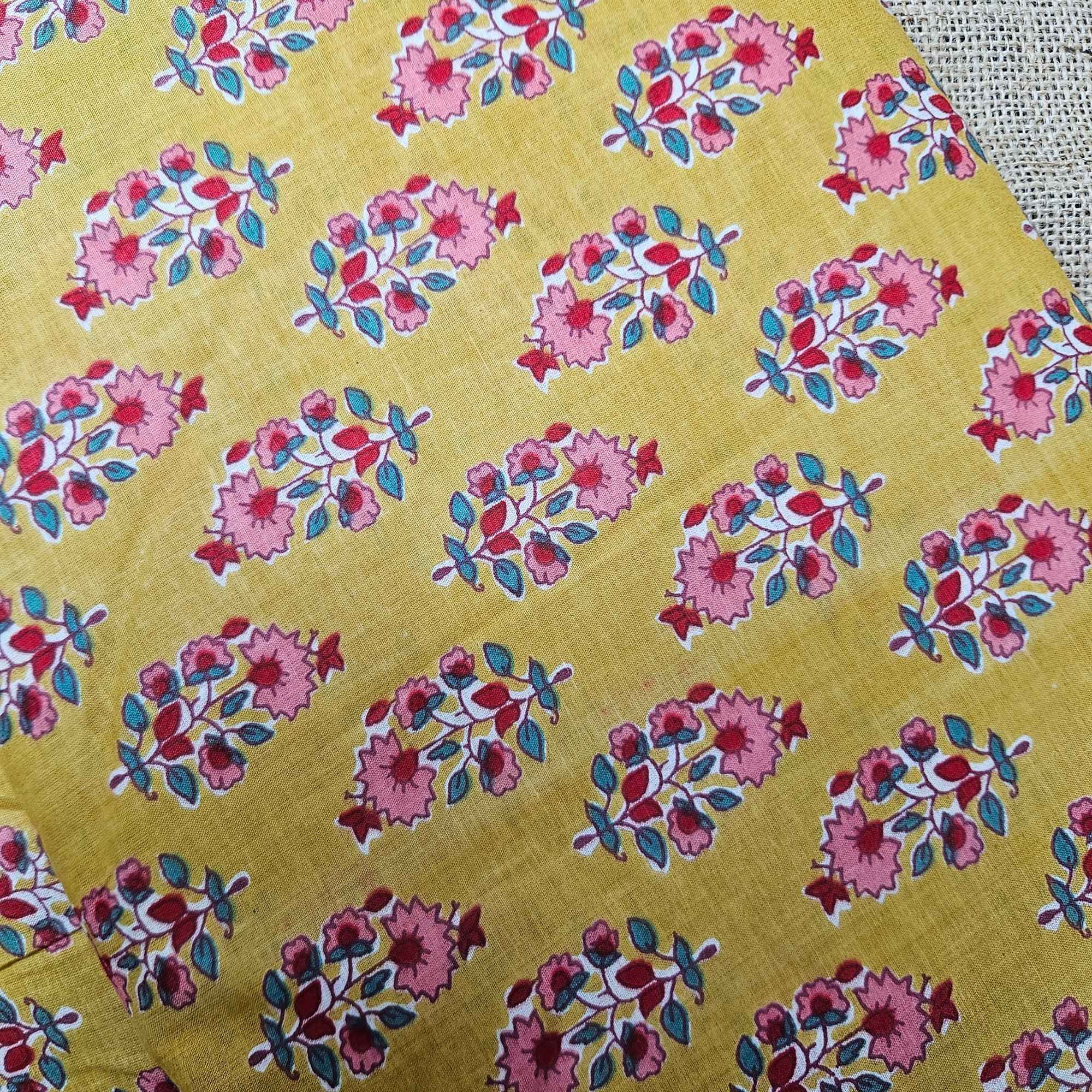 JISB Cotton Cambric Self Design Fabric, Yellow