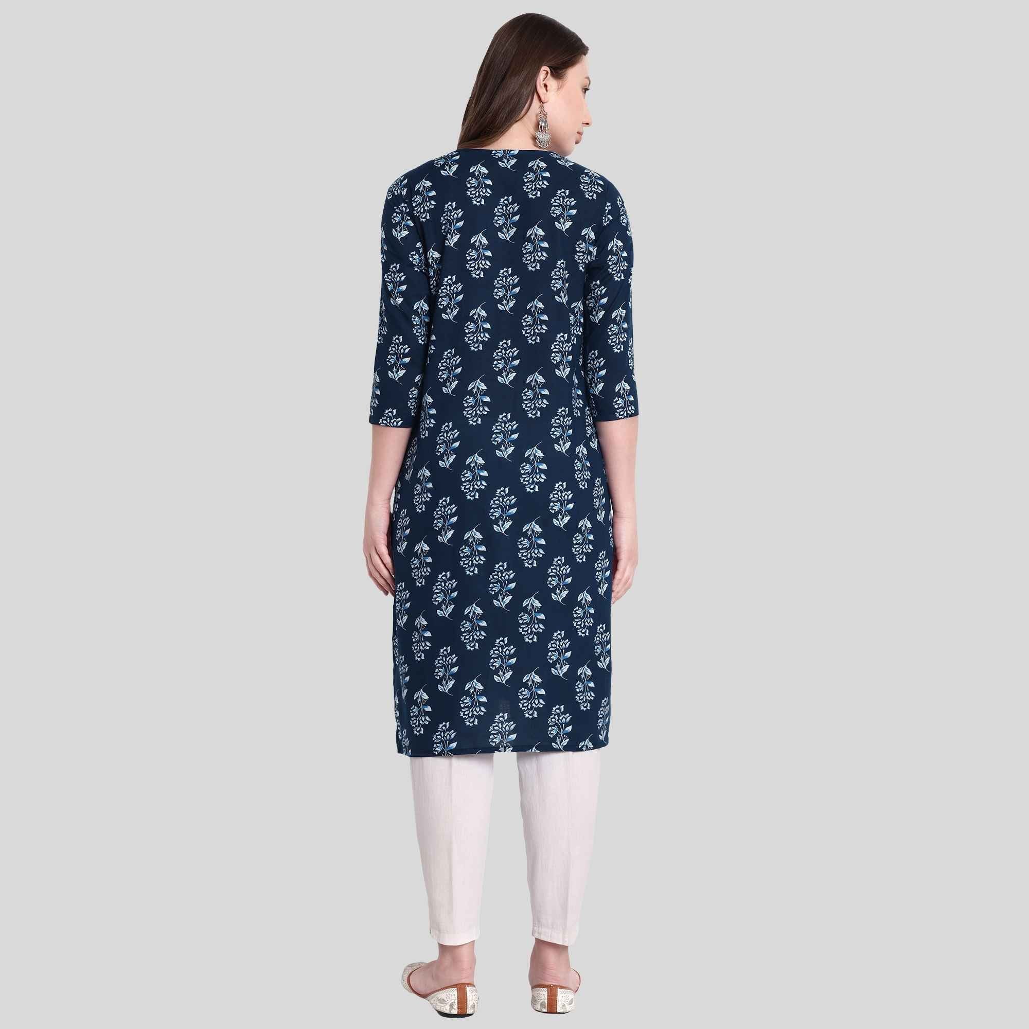 Floral printed cotton kurti