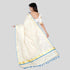 Tissue Kerala saree with fringes 