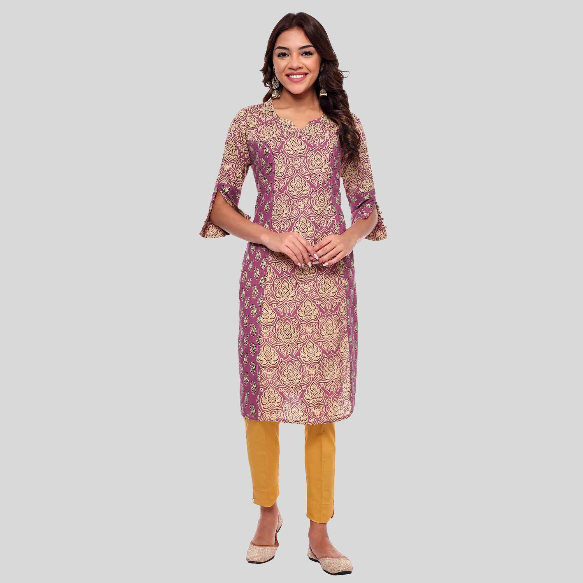 Women floral print princess cut kurti