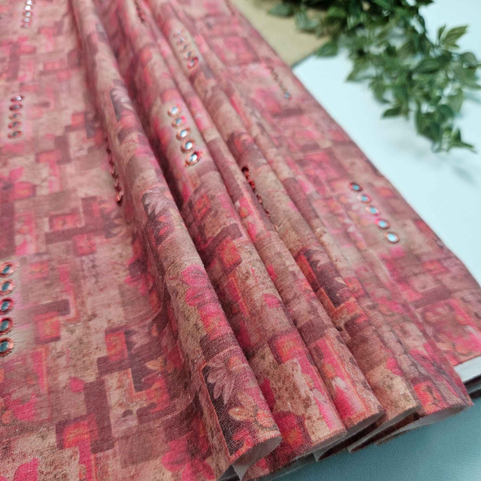 JISB Digital Print Cotton Fabric, Pink