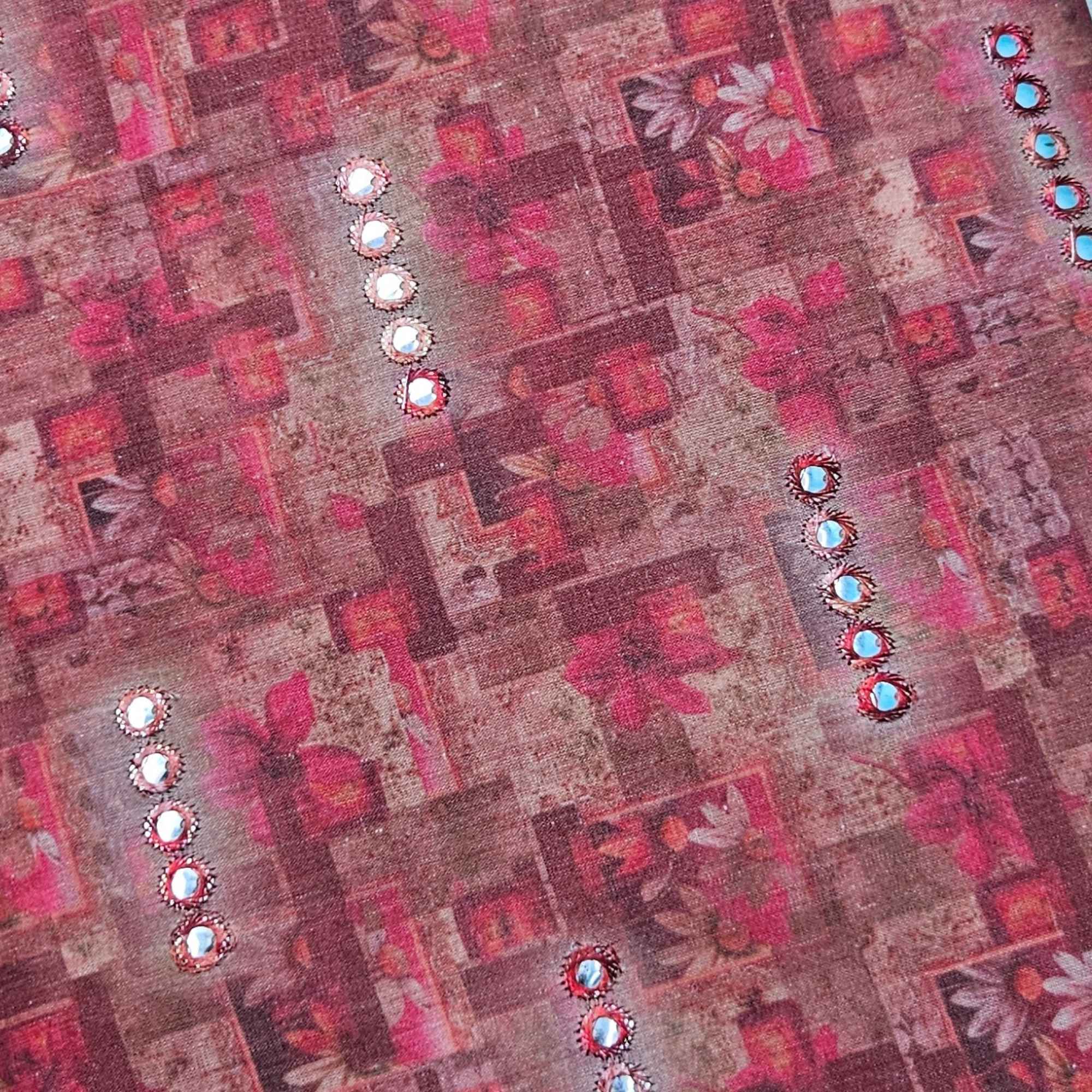 JISB Digital Print Cotton Fabric, Pink