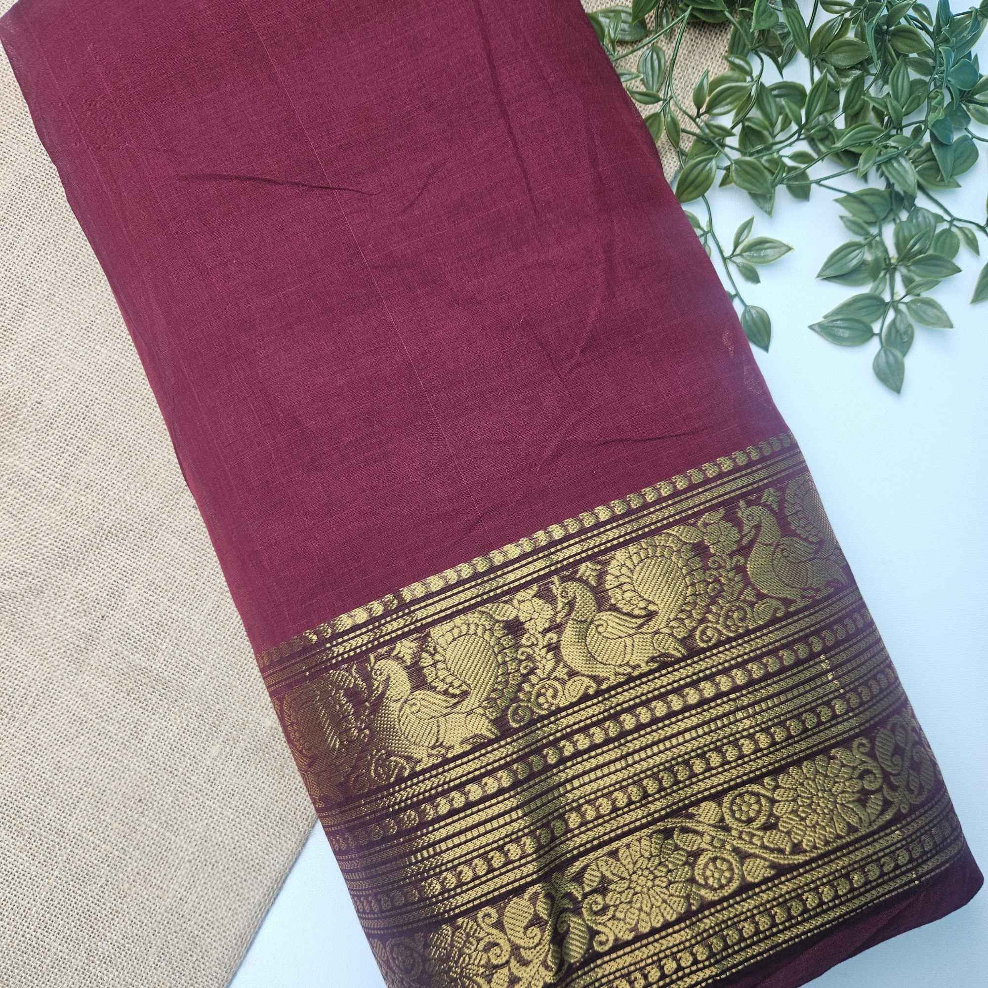 JISB Chettinad Cotton Fabric, Maroon