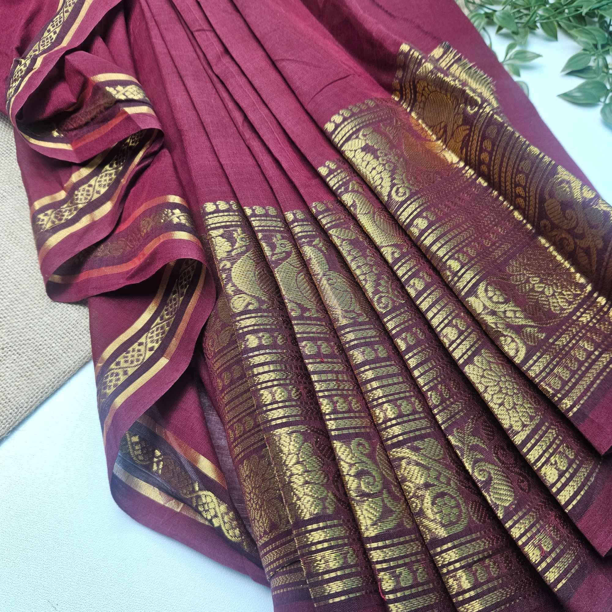 JISB Chettinad Cotton Fabric, Maroon