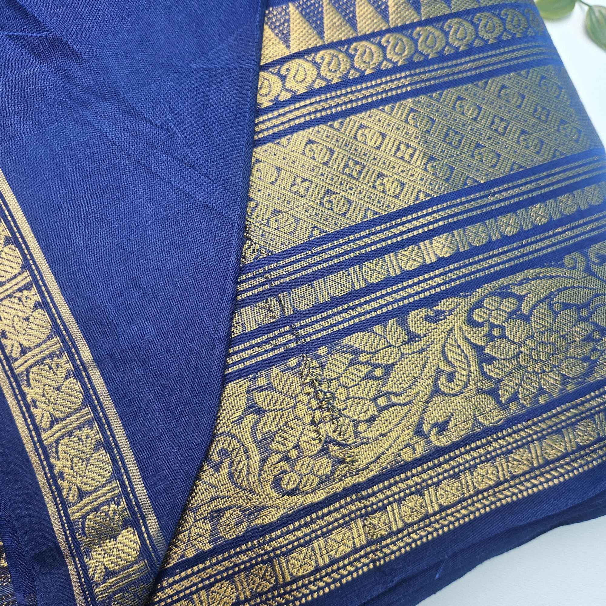 JISB Chettinad Cotton Fabric, Navy