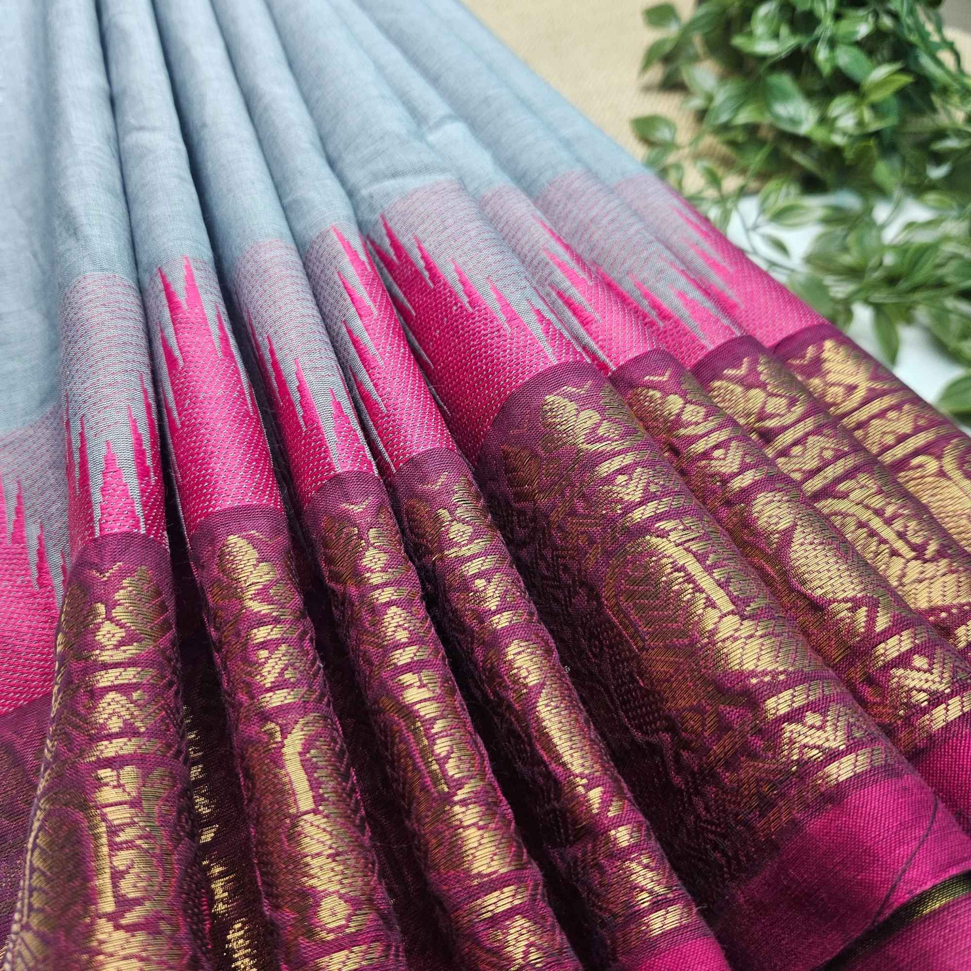 JISB Chettinad Cotton Fabric, Grey