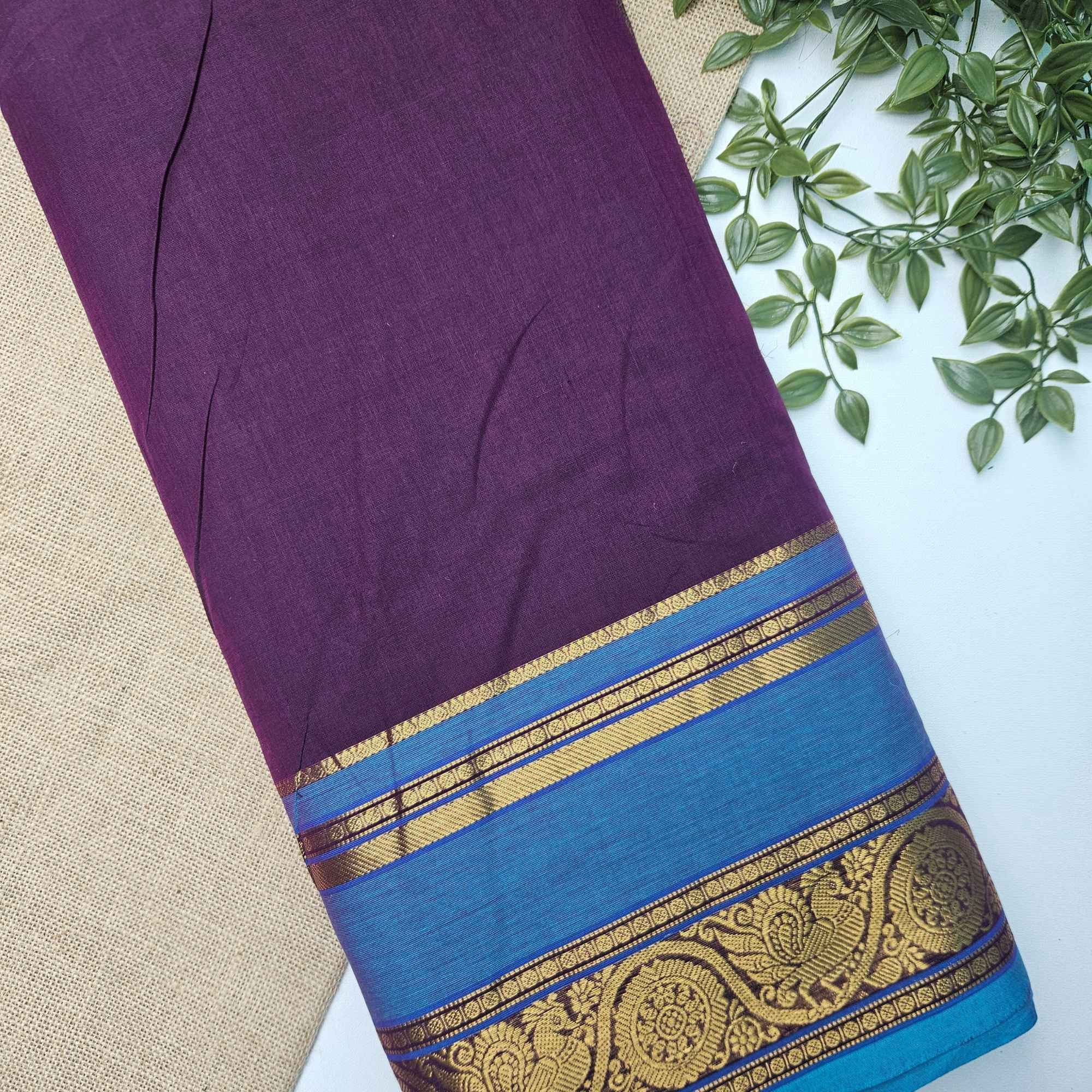 JISB Chettinad Cotton Fabric, Purple