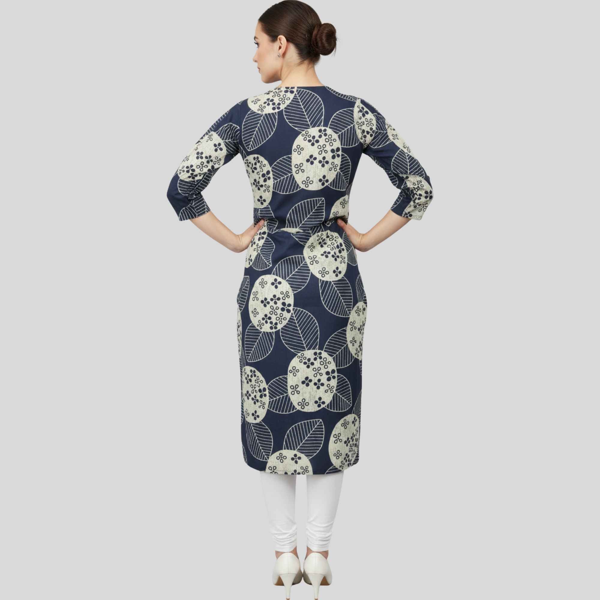 JISB Printed Cotton Straight cut  3/4 sleeve kurti