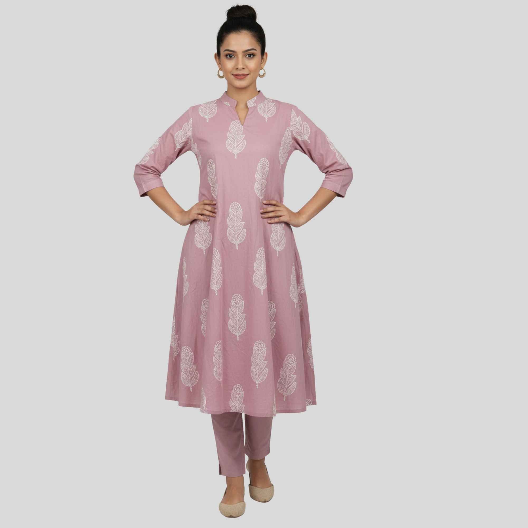 Cotton Kurti With Collar Neck and Umbrella Cut
