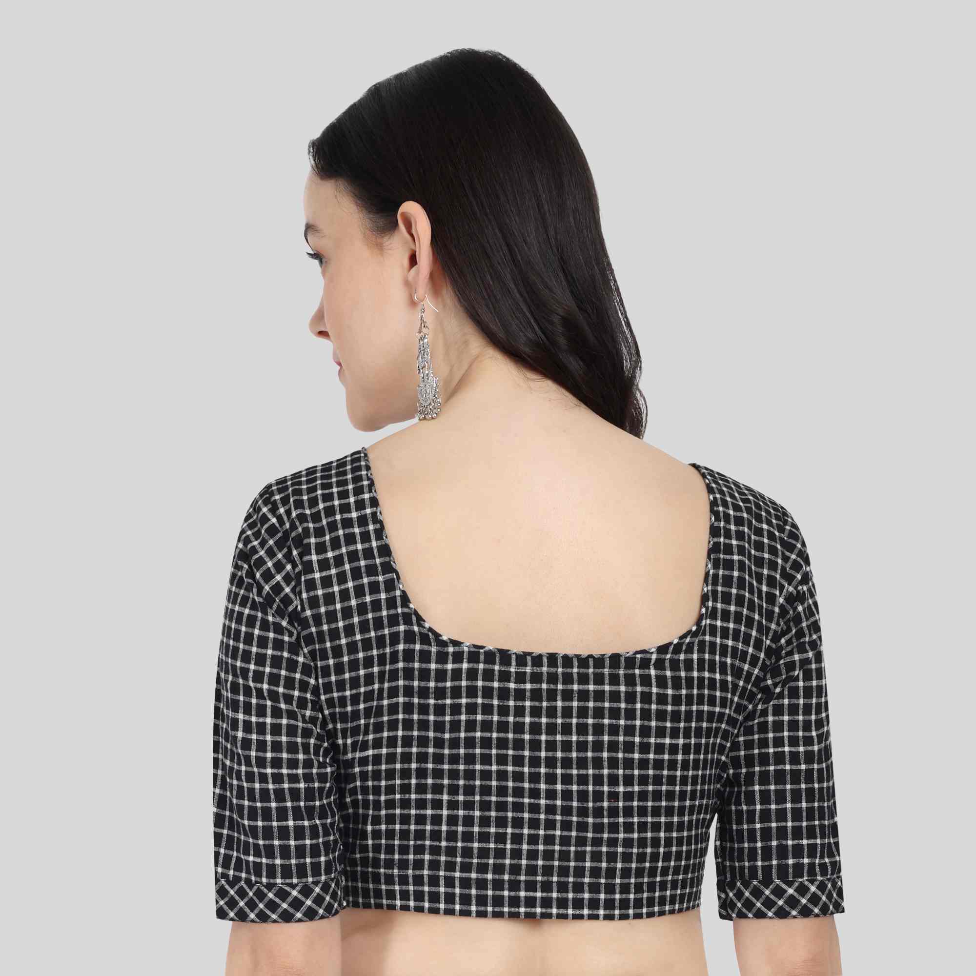 Simple mini check blouse